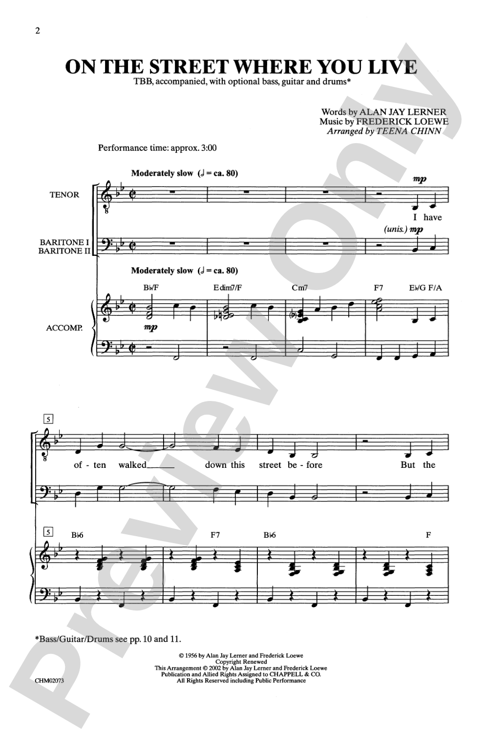 On the Street Where You Live: TBB Choral Octavo