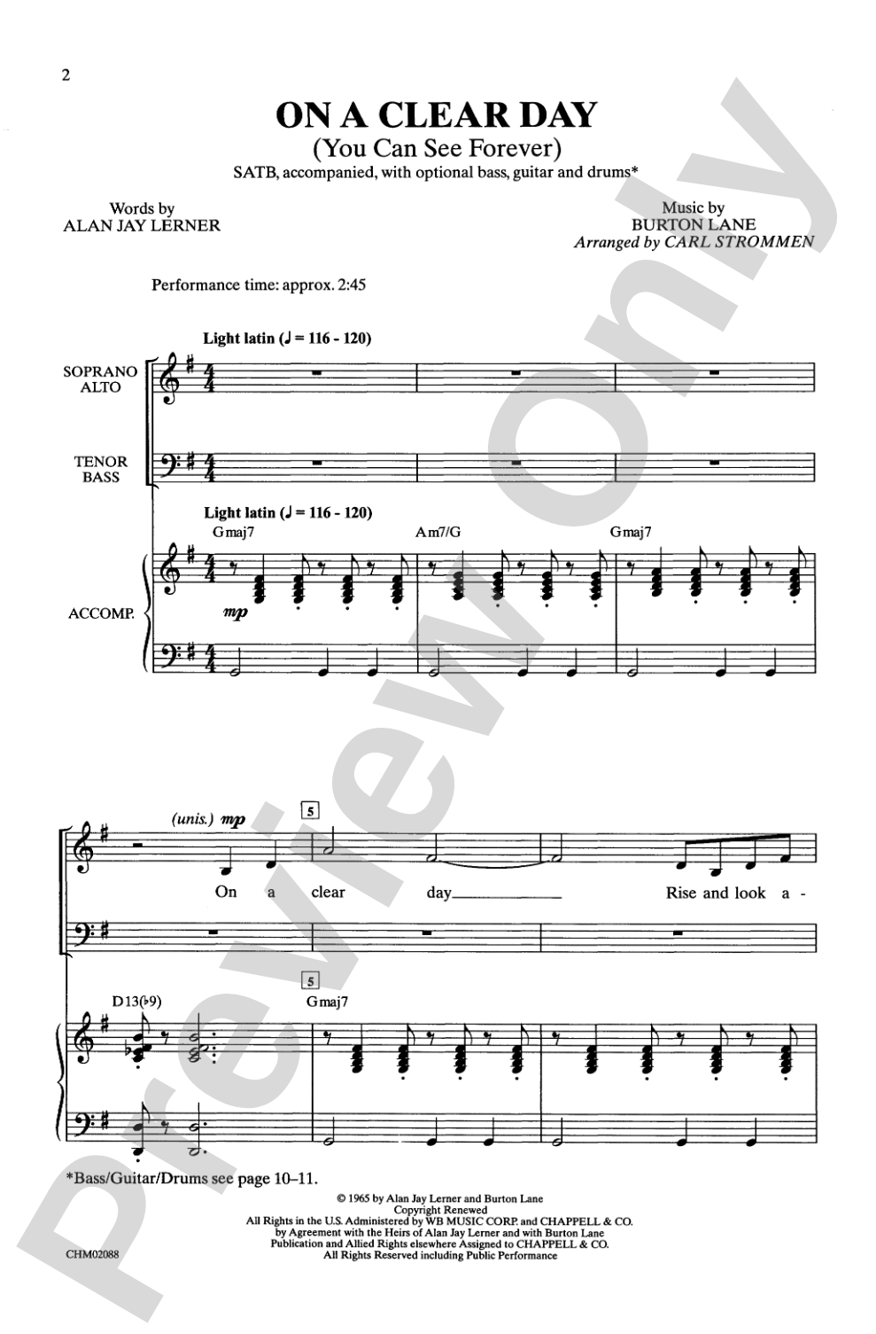 On a Clear Day: SATB Choral Octavo