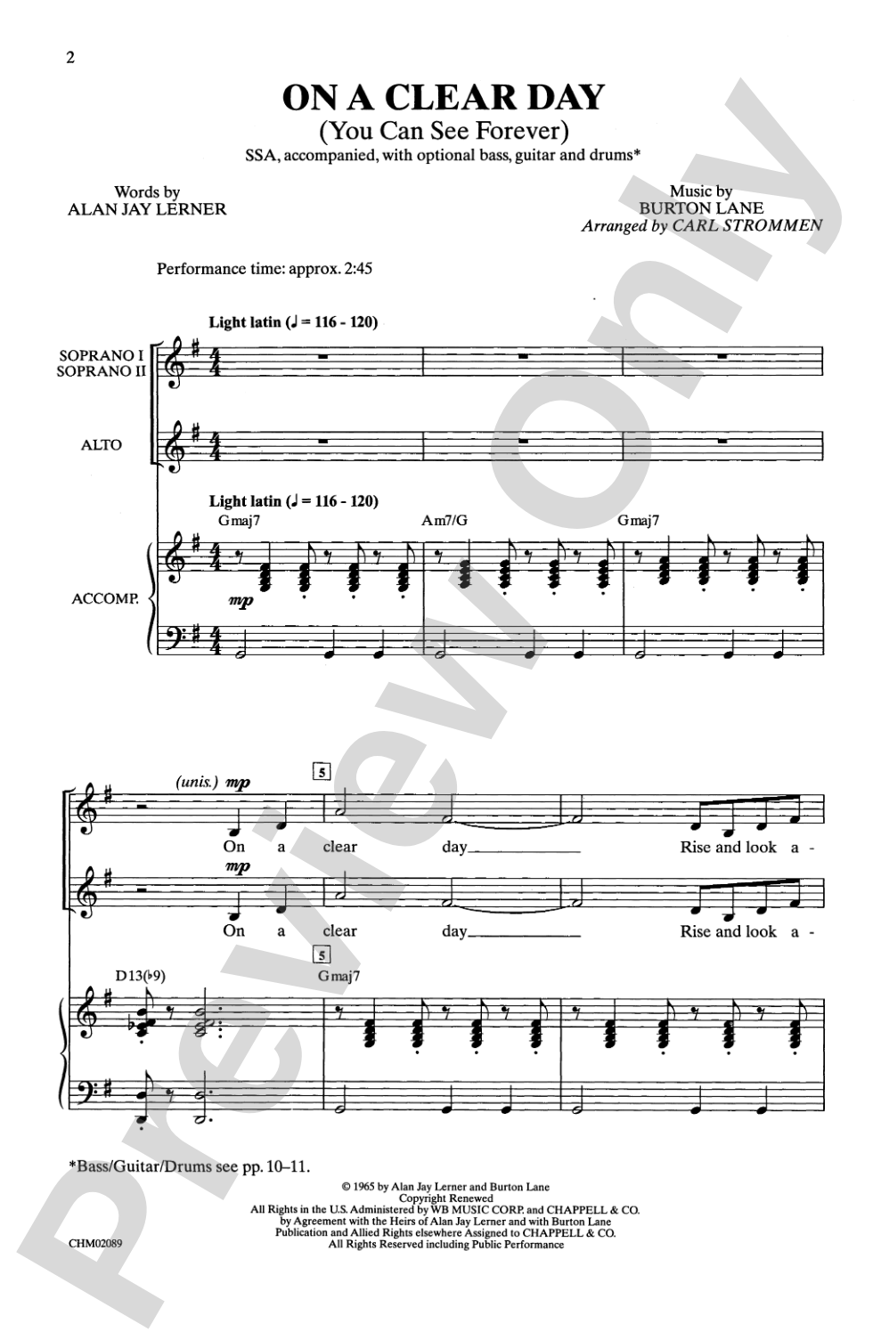 On a Clear Day: SSA Choral Octavo