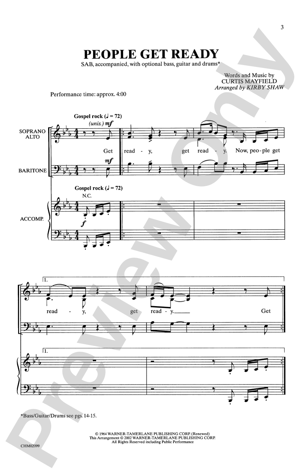 People Get Ready: SAB Choral Octavo