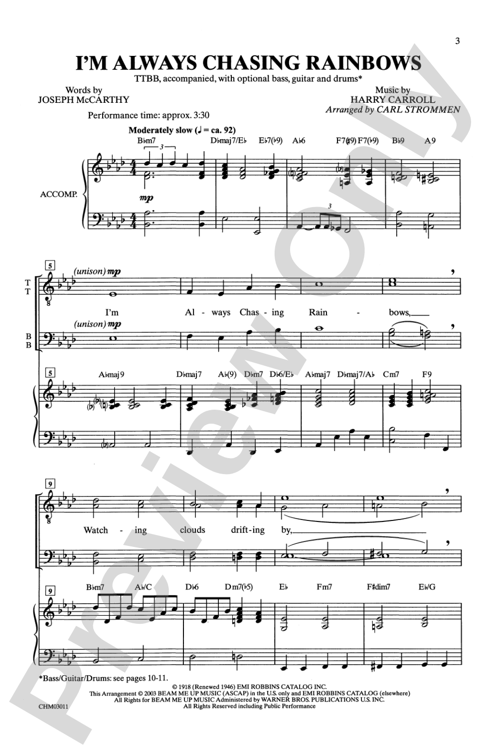 I'm Always Chasing Rainbows: TTBB Choral Octavo