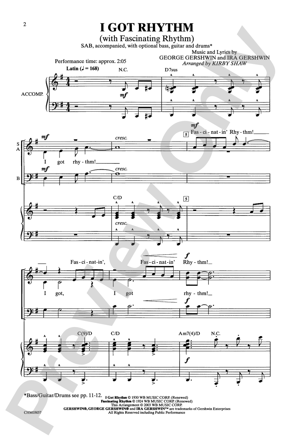 I Got Rhythm: SAB Choral Octavo