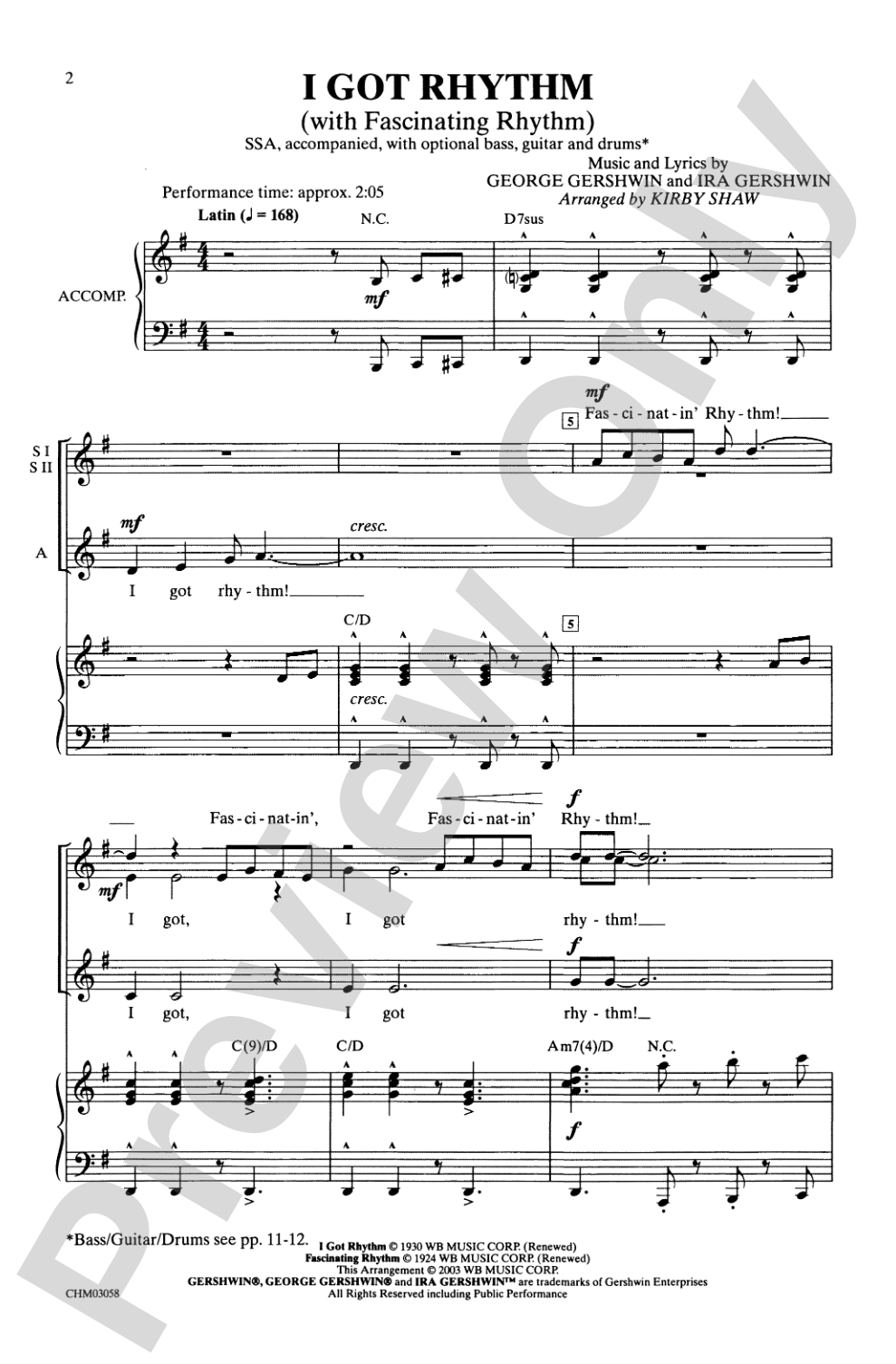 I Got Rhythm: SSA Choral Octavo