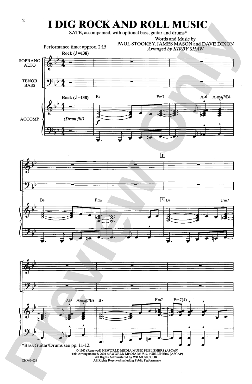 I Dig Rock and Roll Music: SATB Choral Octavo