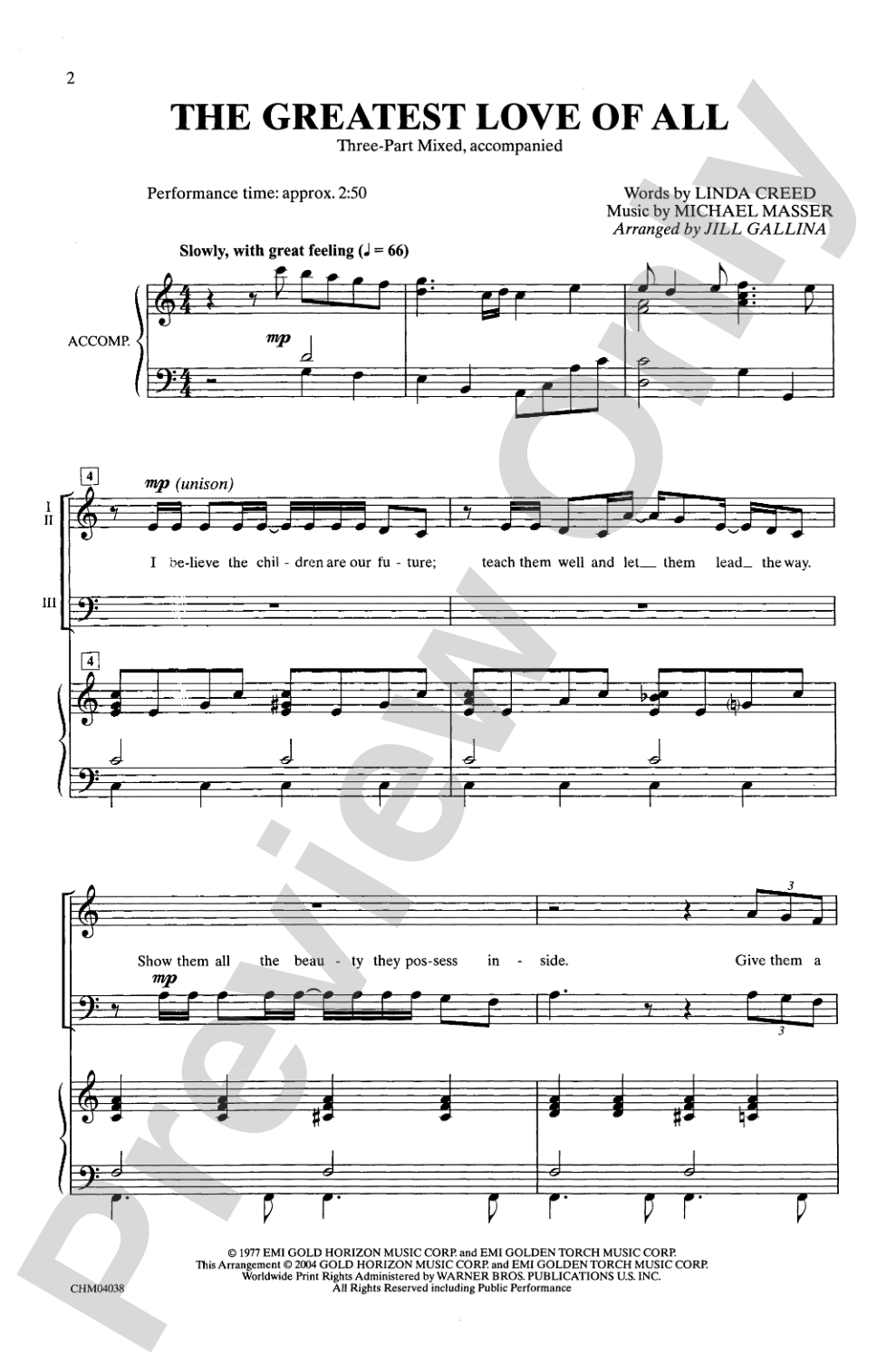 The Greatest Love of All: 3-Part Mixed Choral Octavo