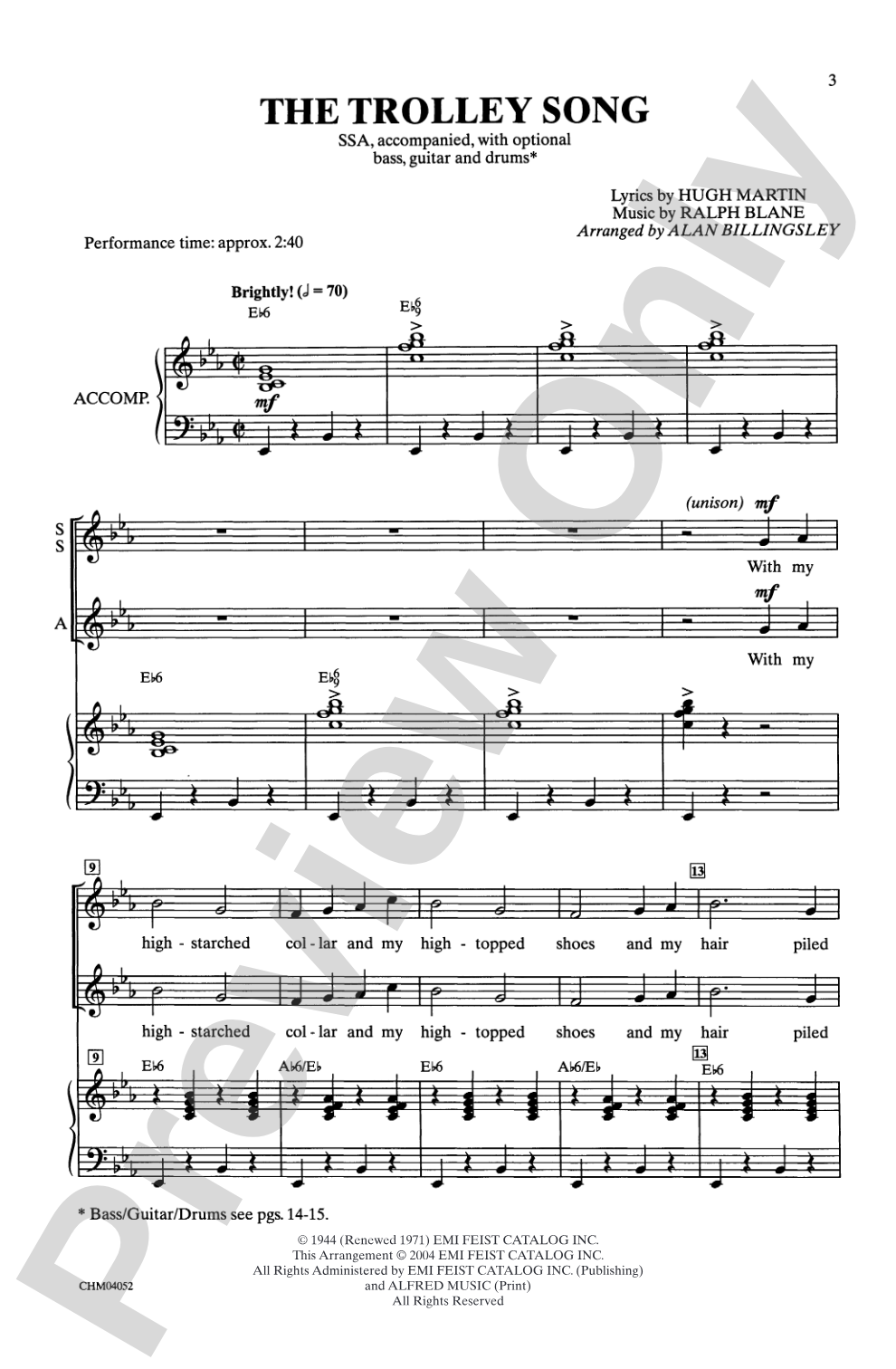 The Trolley Song: SSA Choral Octavo