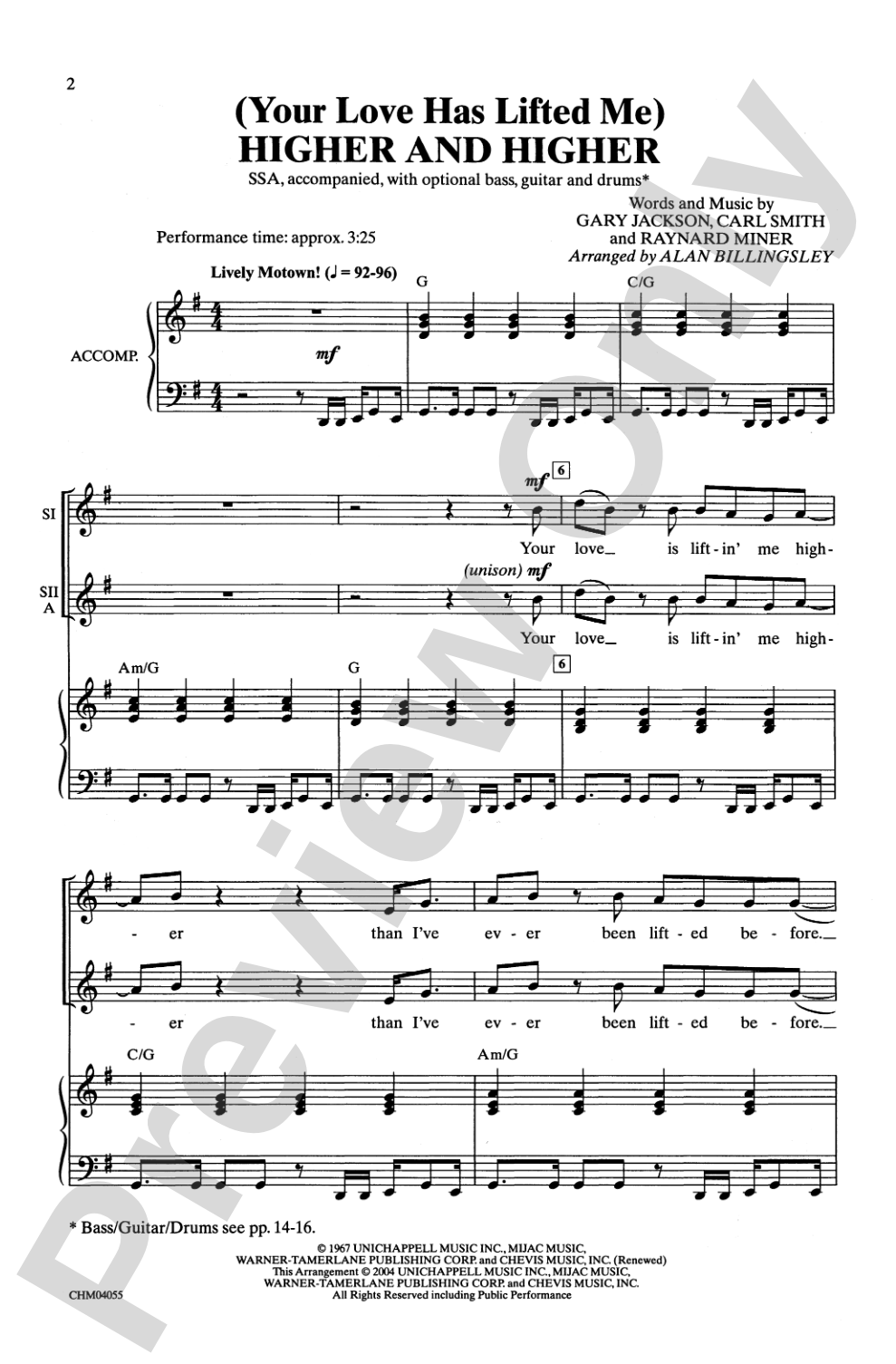 (Your Love Has Lifted Me) Higher and Higher: SSA Choral Octavo