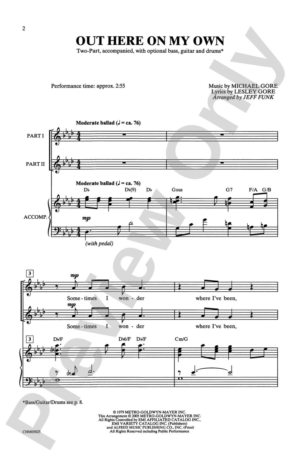 Out Here on My Own (from the motion picture <i>Fame</i>): 2-Part Choral Octavo