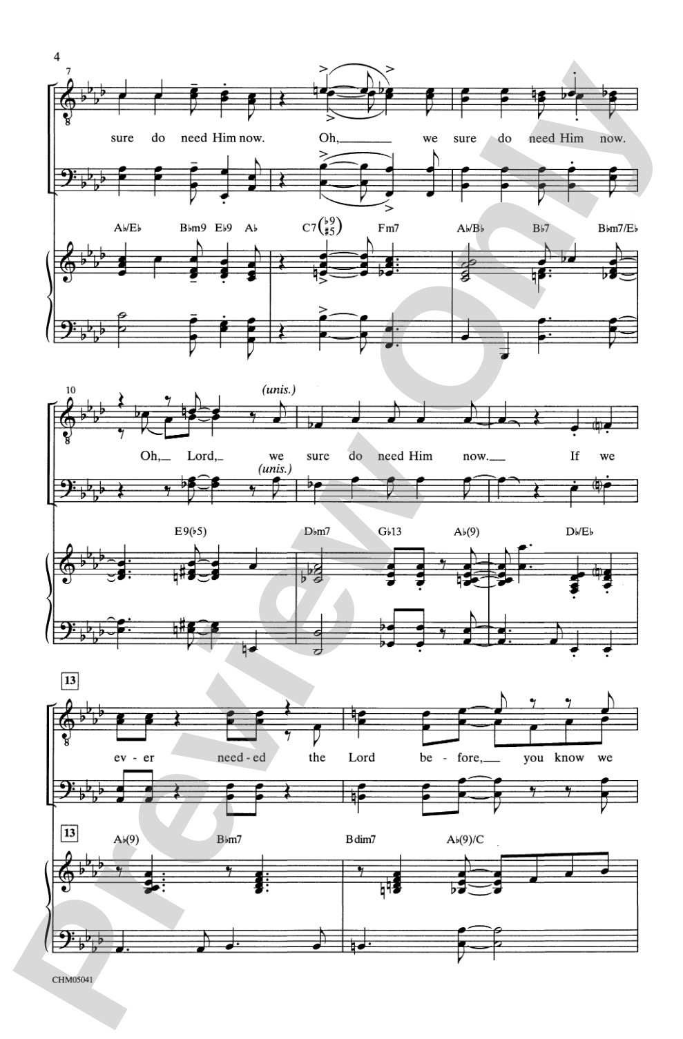 If We Ever Needed the Lord Before (We Sure Do Need Him Now): TTBB Choral Octavo