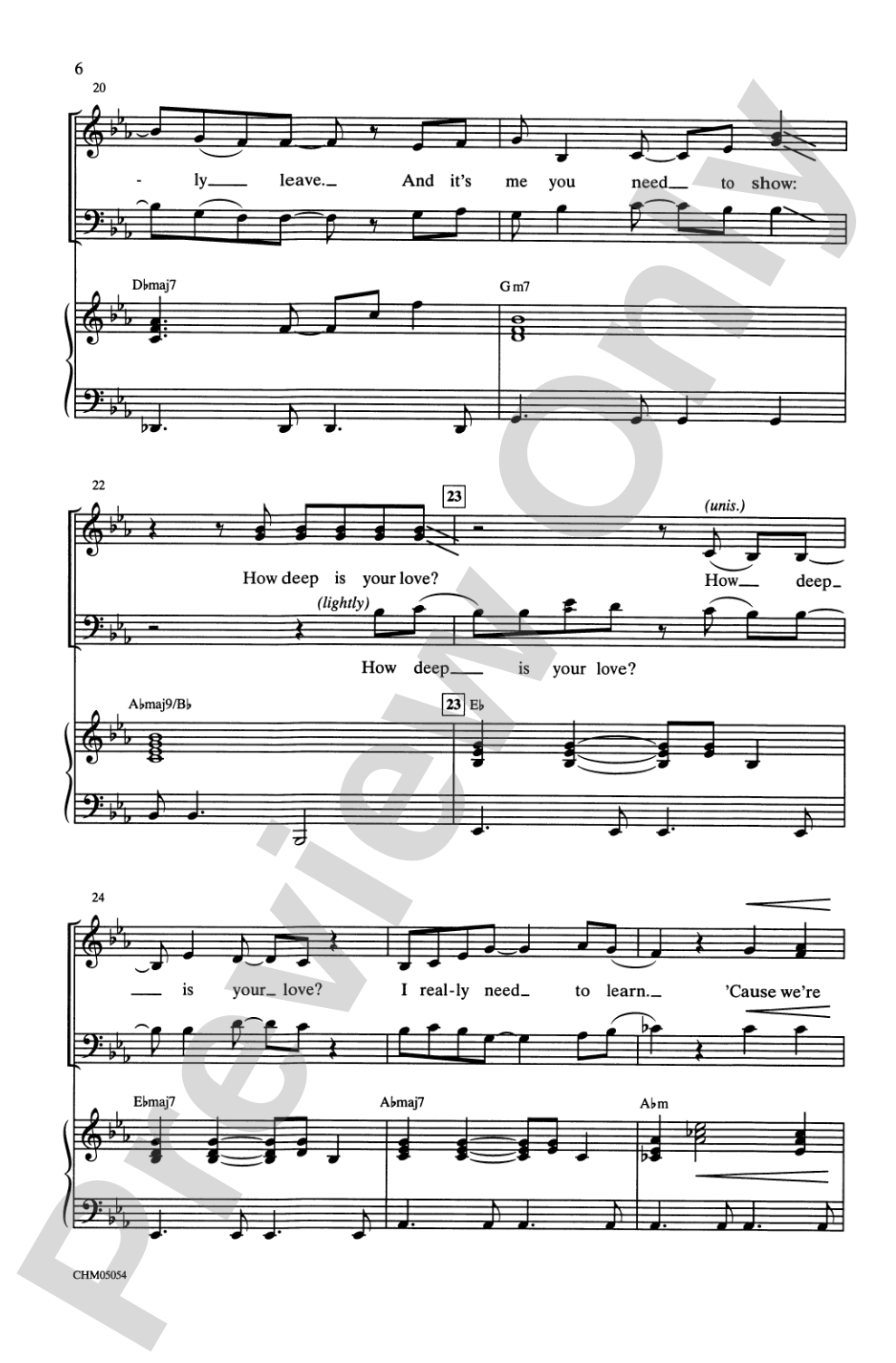 How Deep Is Your Love: 3-Part Mixed Choral Octavo