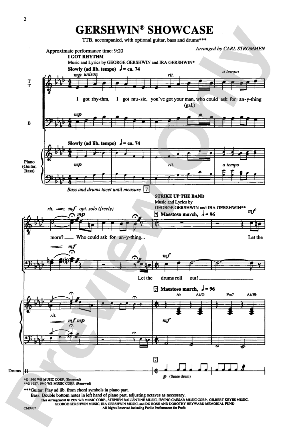 Gershwin Showcase: TTB Choral Octavo