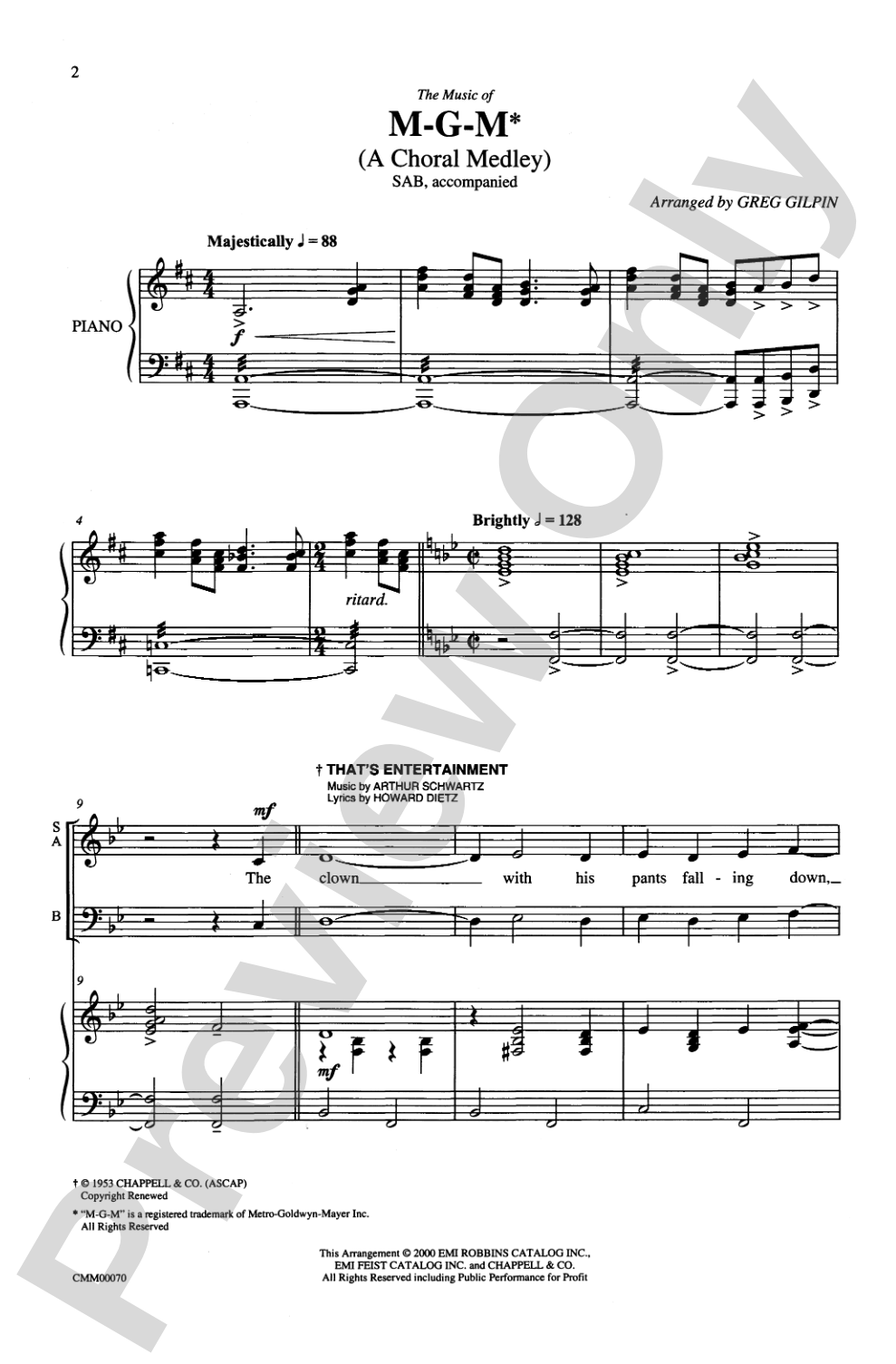 The Music of M-G-M (A Choral Medley): SAB Choral Octavo