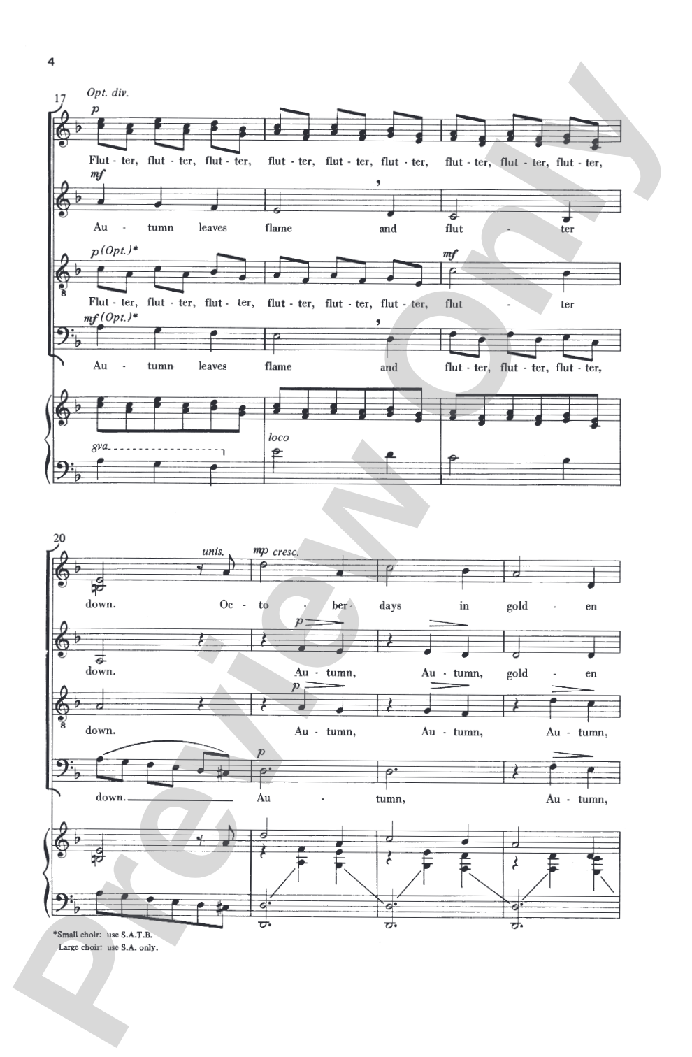 Autumn in Our Town (from <I>Four New England Pieces</I>): SATB, <I>a cappella</I> Choral Octavo