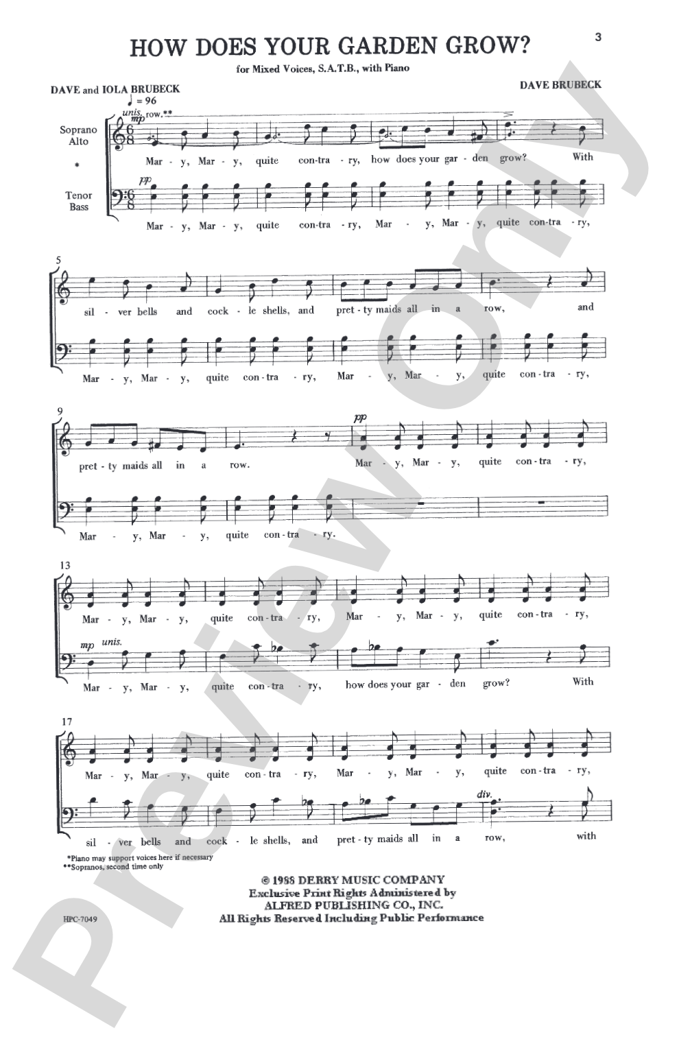 How Does Your Garden Grow? (from <I>Four New England Pieces</I>): SATB Choral Octavo