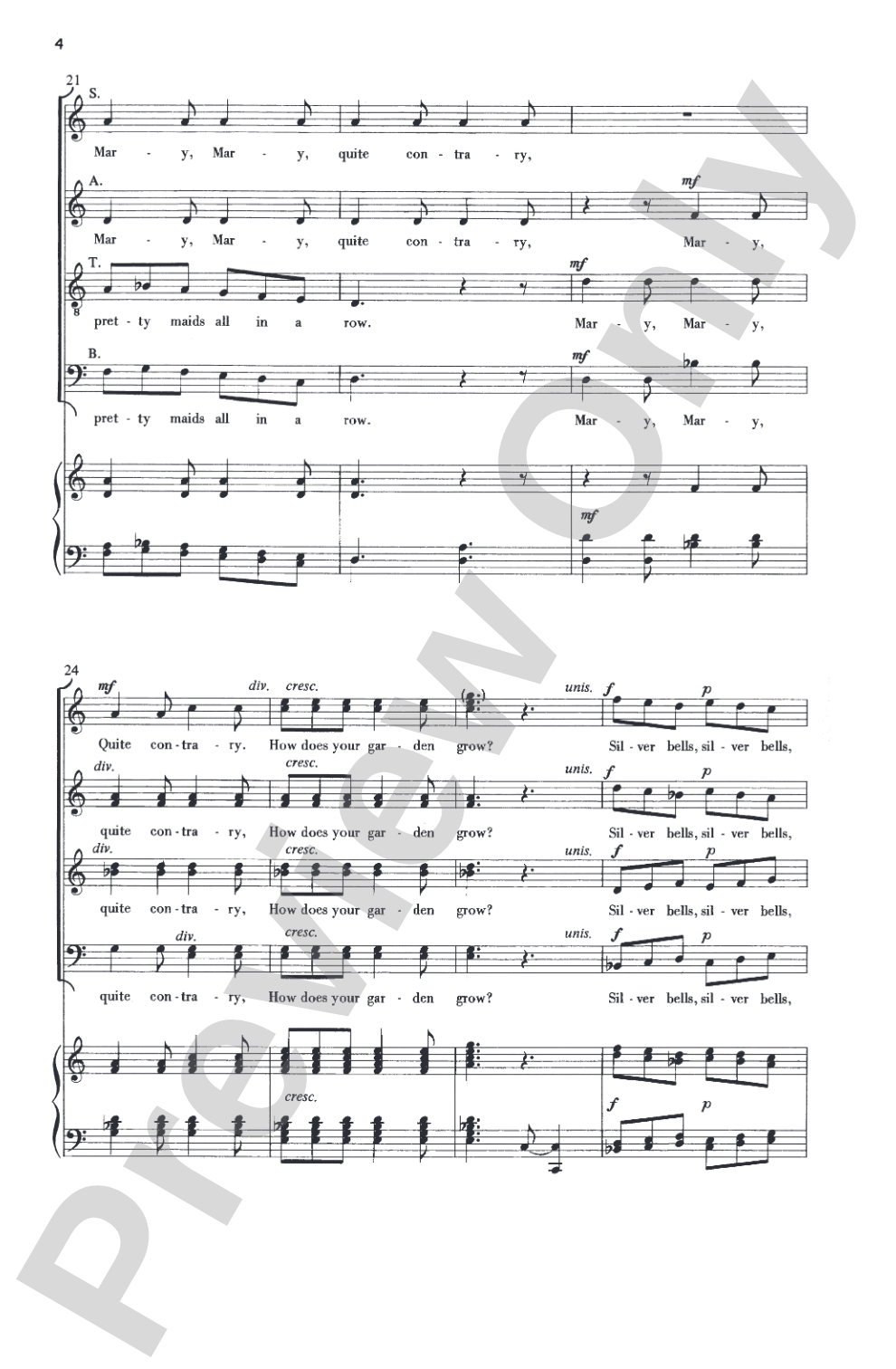 How Does Your Garden Grow? (from <I>Four New England Pieces</I>): SATB Choral Octavo
