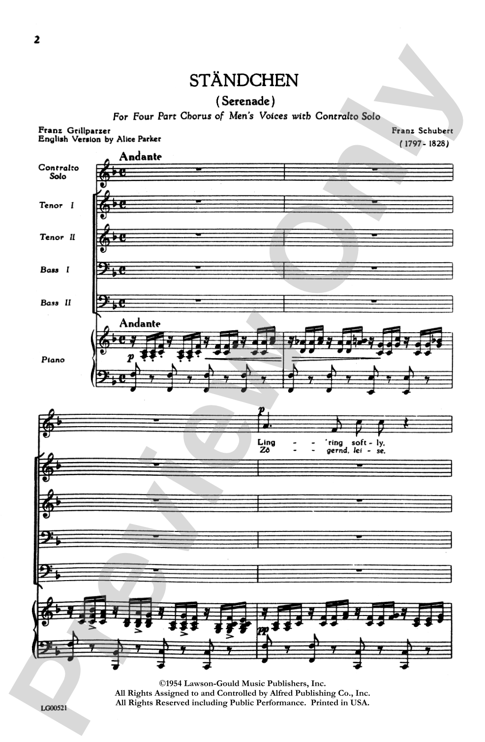 Ständchen (Serenade): TTBB Choral Octavo
