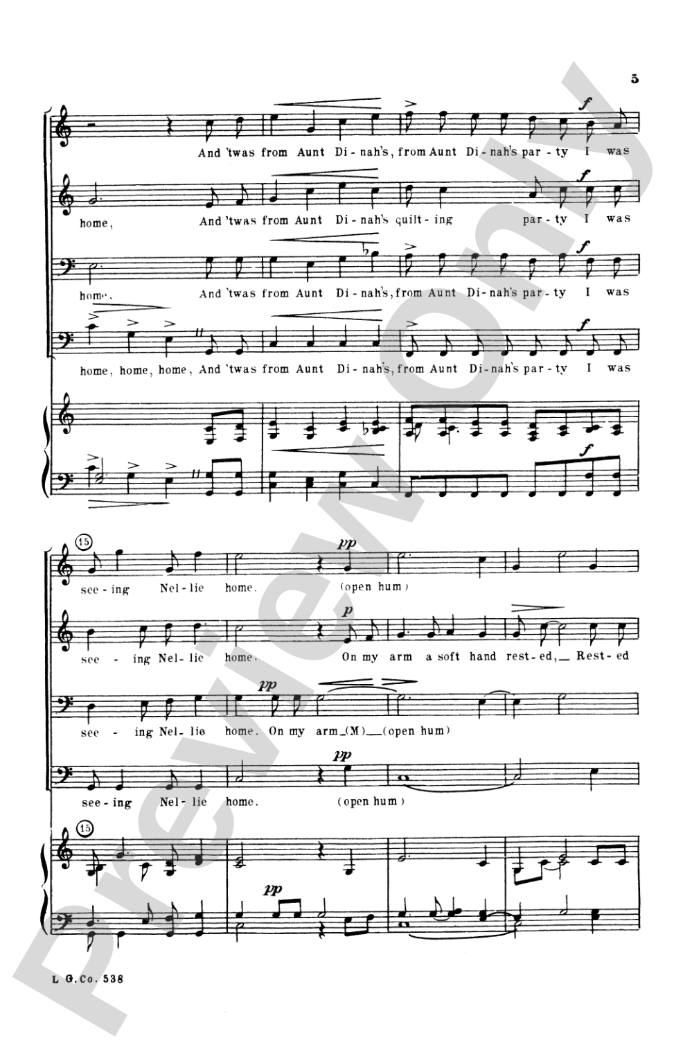 Seeing Nellie Home: TTBB Choral Octavo