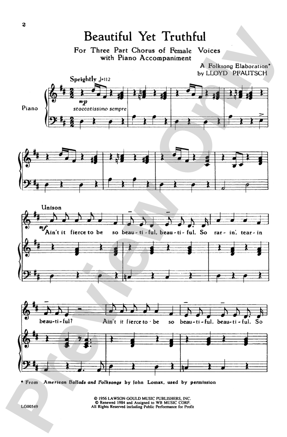 Beautiful Yet Truthful: SSA Choral Octavo