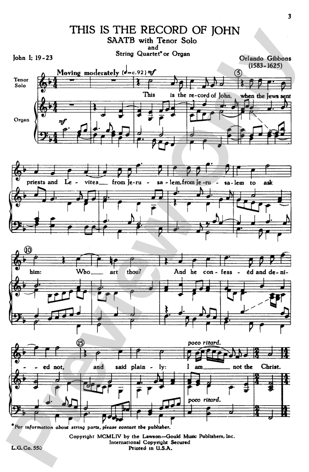 This Is the Record of John: SAATB Choral Octavo