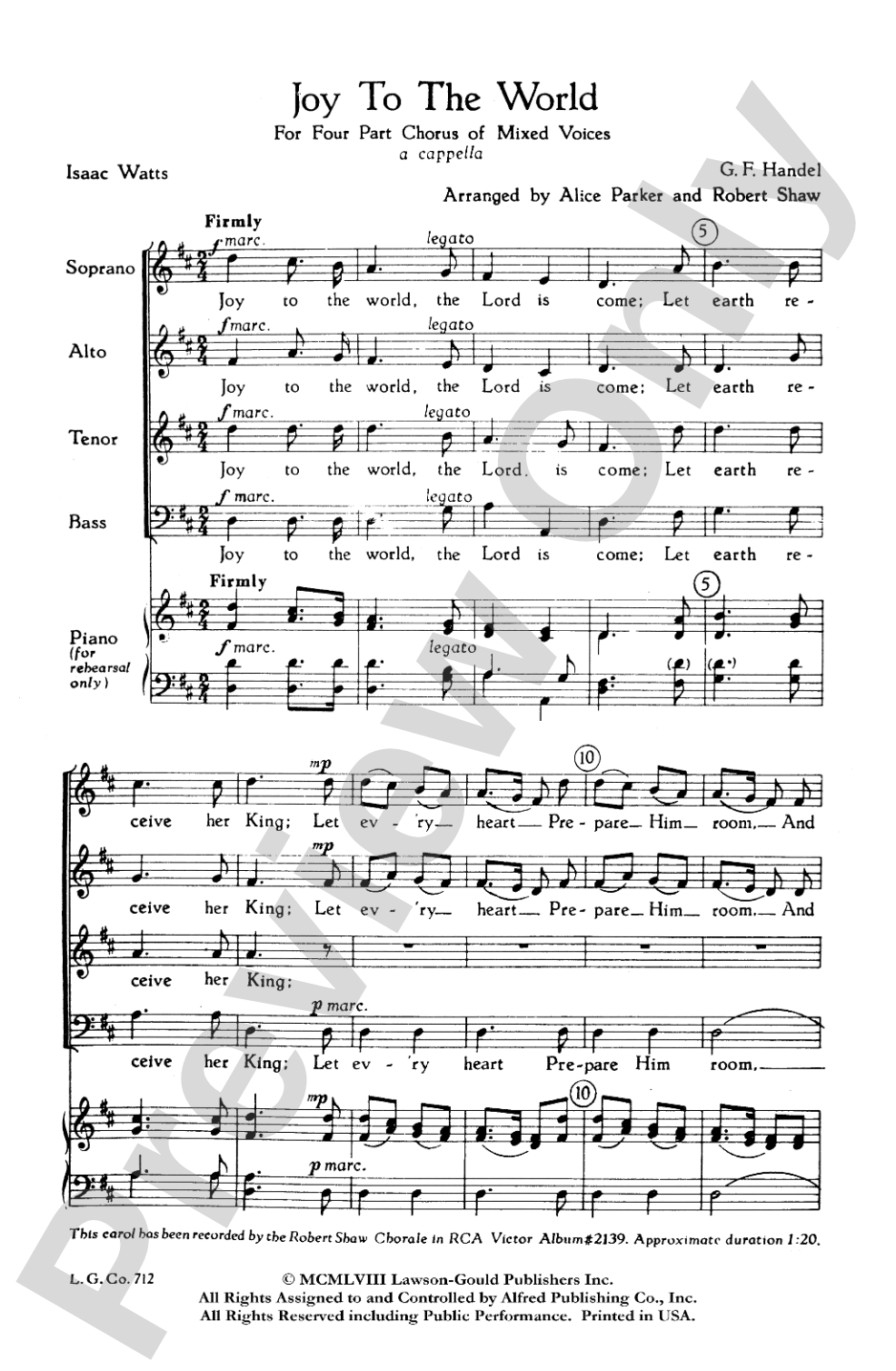 Joy to the World: SATB Choral Octavo