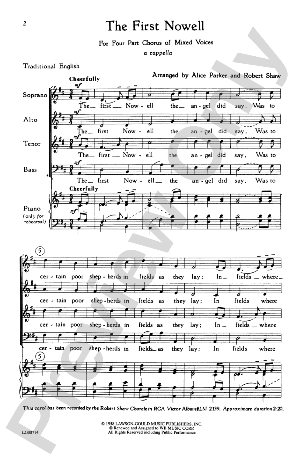 First Nowell: SATB Choral Octavo