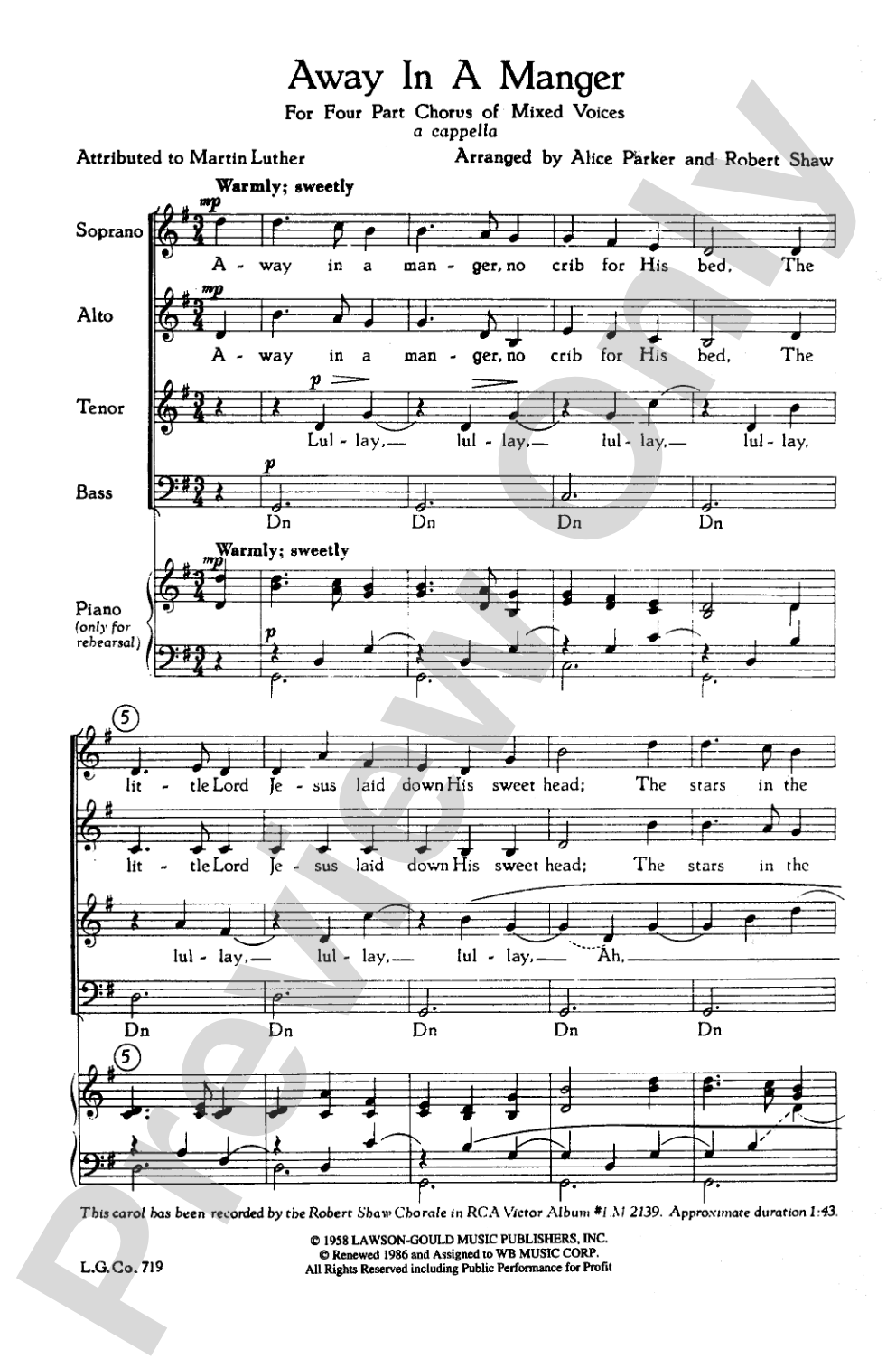 Away in a Manger: SATB Choral Octavo