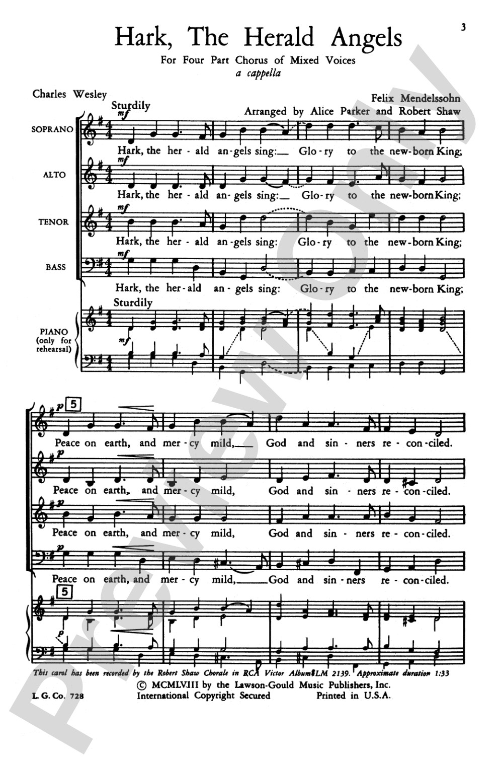 Hark, the Herald Angels Sing: SATB Choral Octavo
