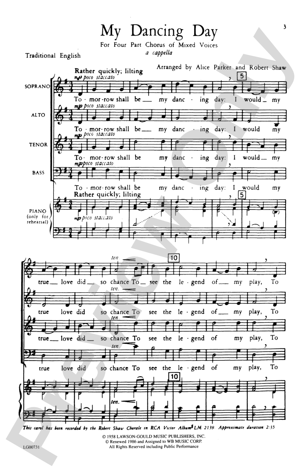 My Dancing Day: SATB Choral Octavo