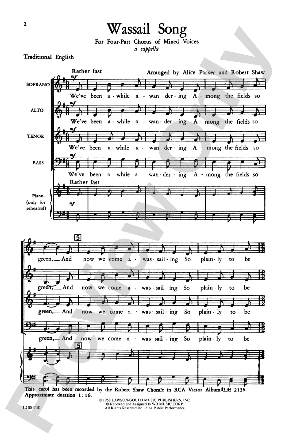Wassail Song: SATB Choral Octavo