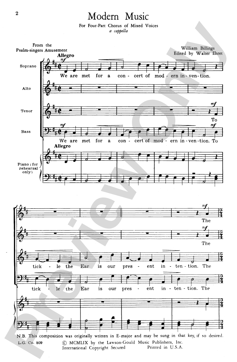 Modern Music: SATB Choral Octavo