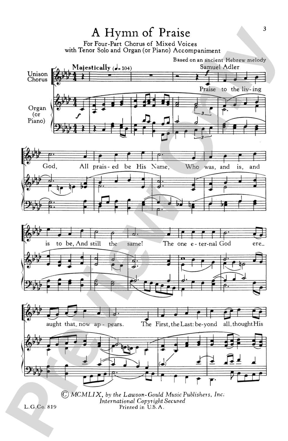 A Hymn of Praise: SATB Choral Octavo