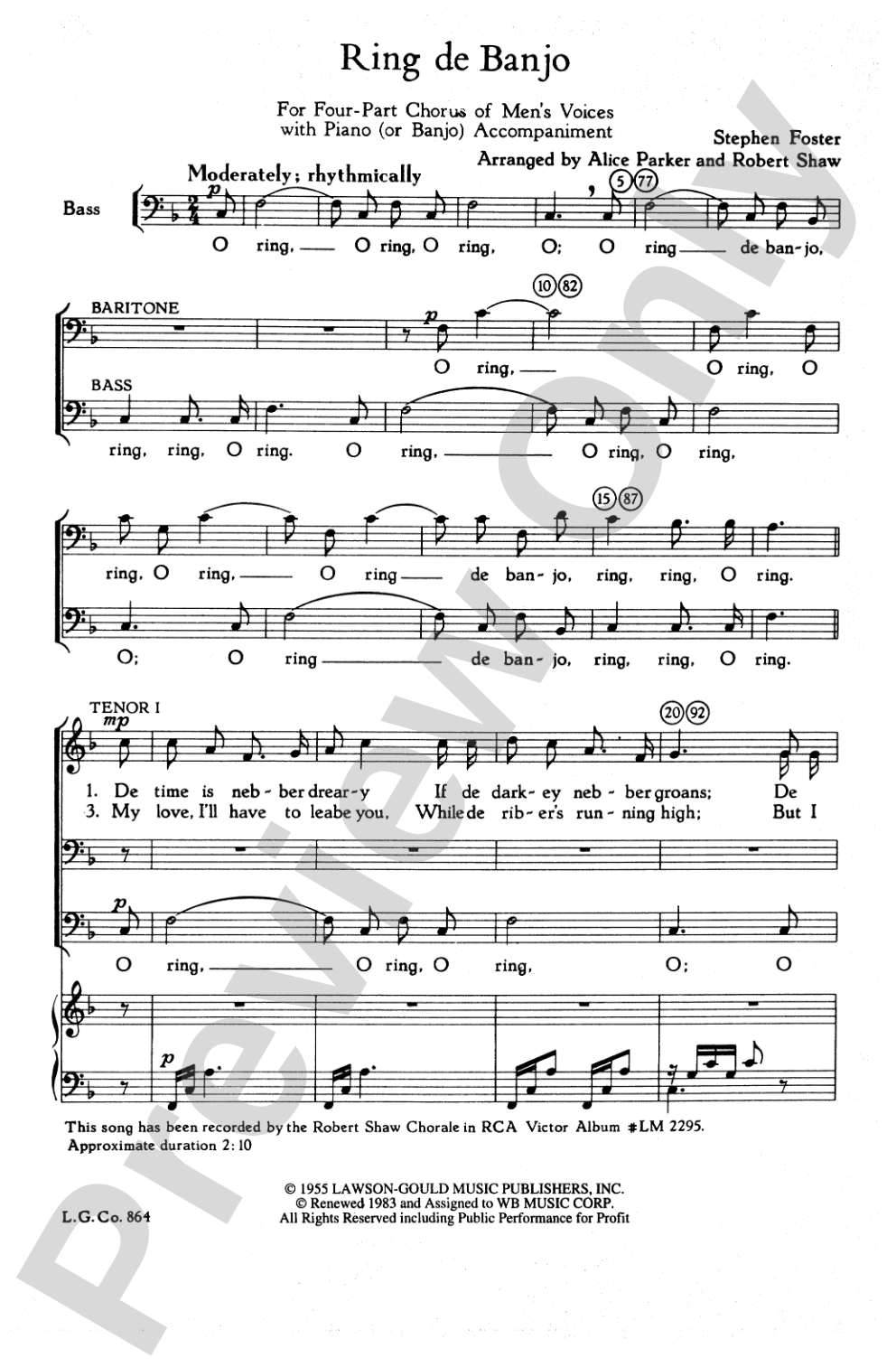 Ring de Banjo: TTBB Choral Octavo