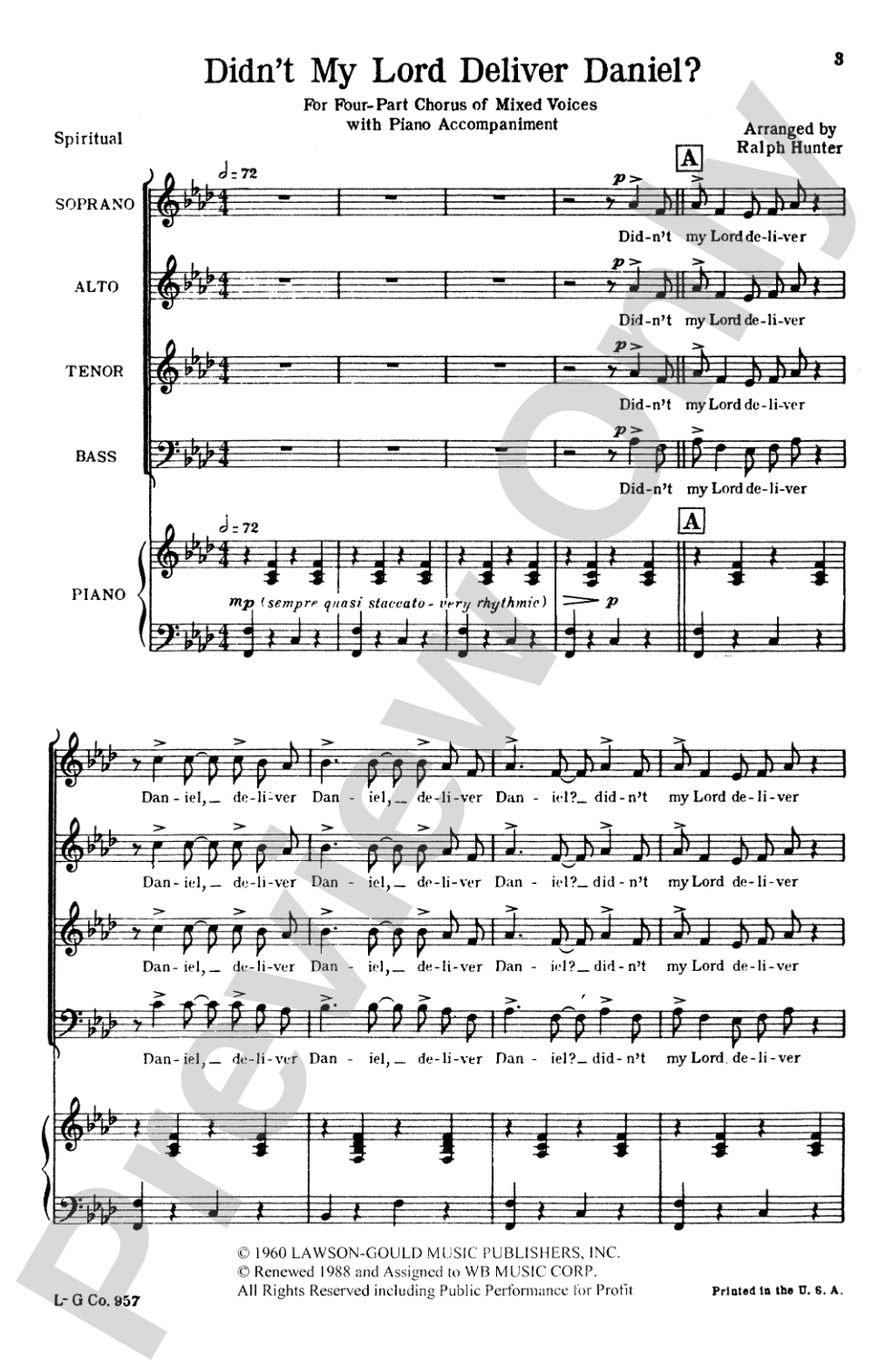 Didn't My Lord Deliver Daniel?: SATB Choral Octavo