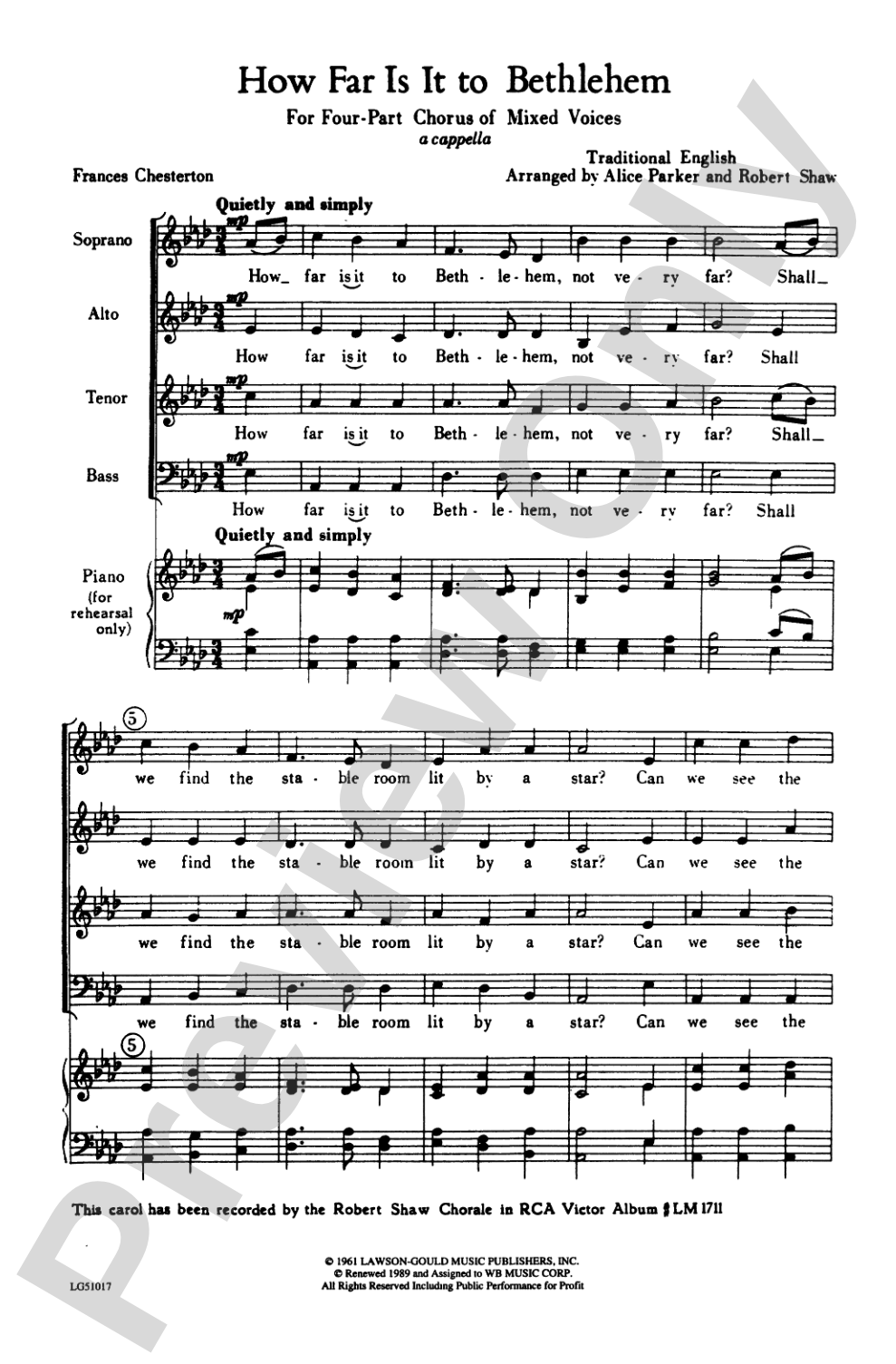 How Far Is It to Bethlehem: SATB Choral Octavo