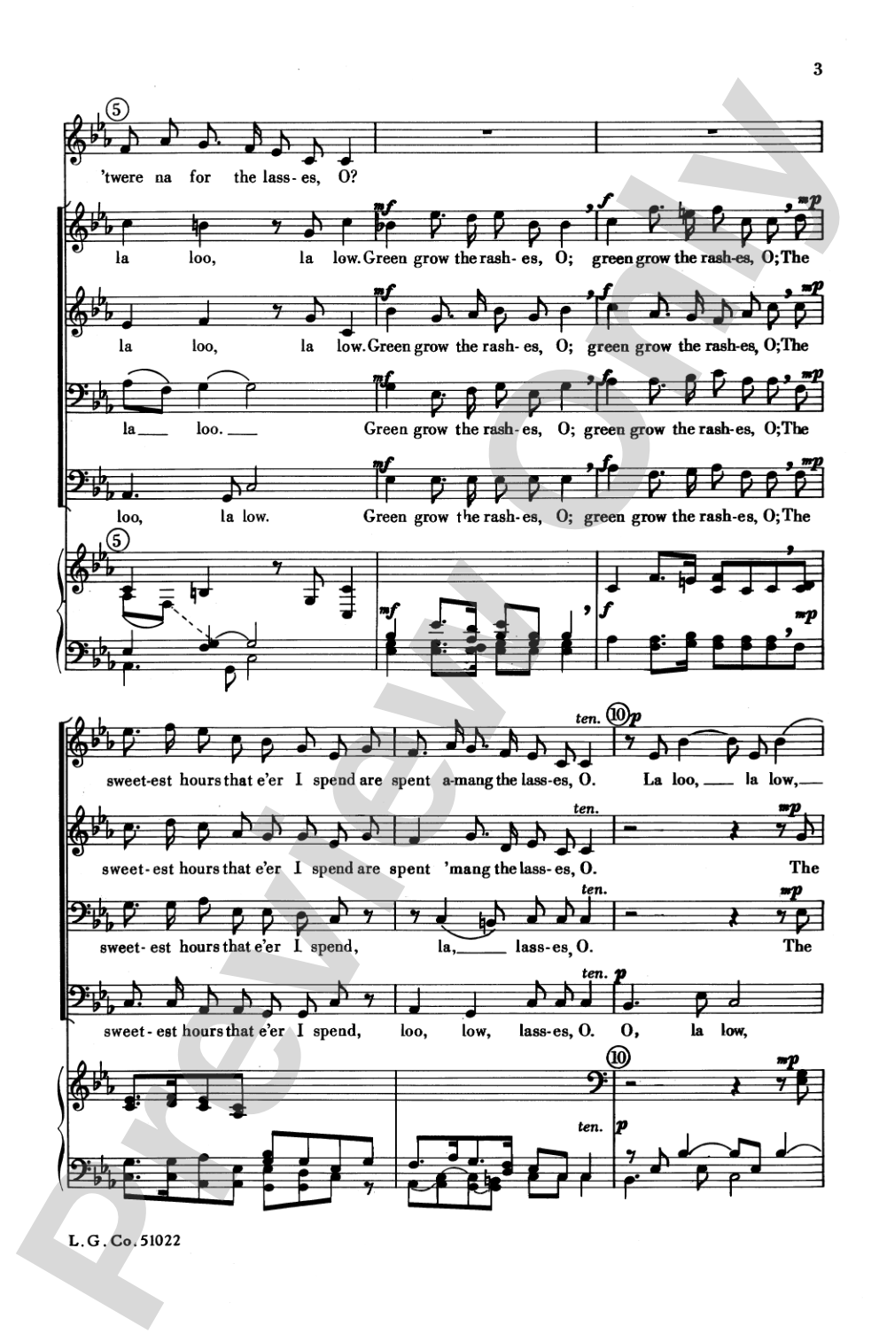 Green Grow the Rashes, O: TTBB Choral Octavo