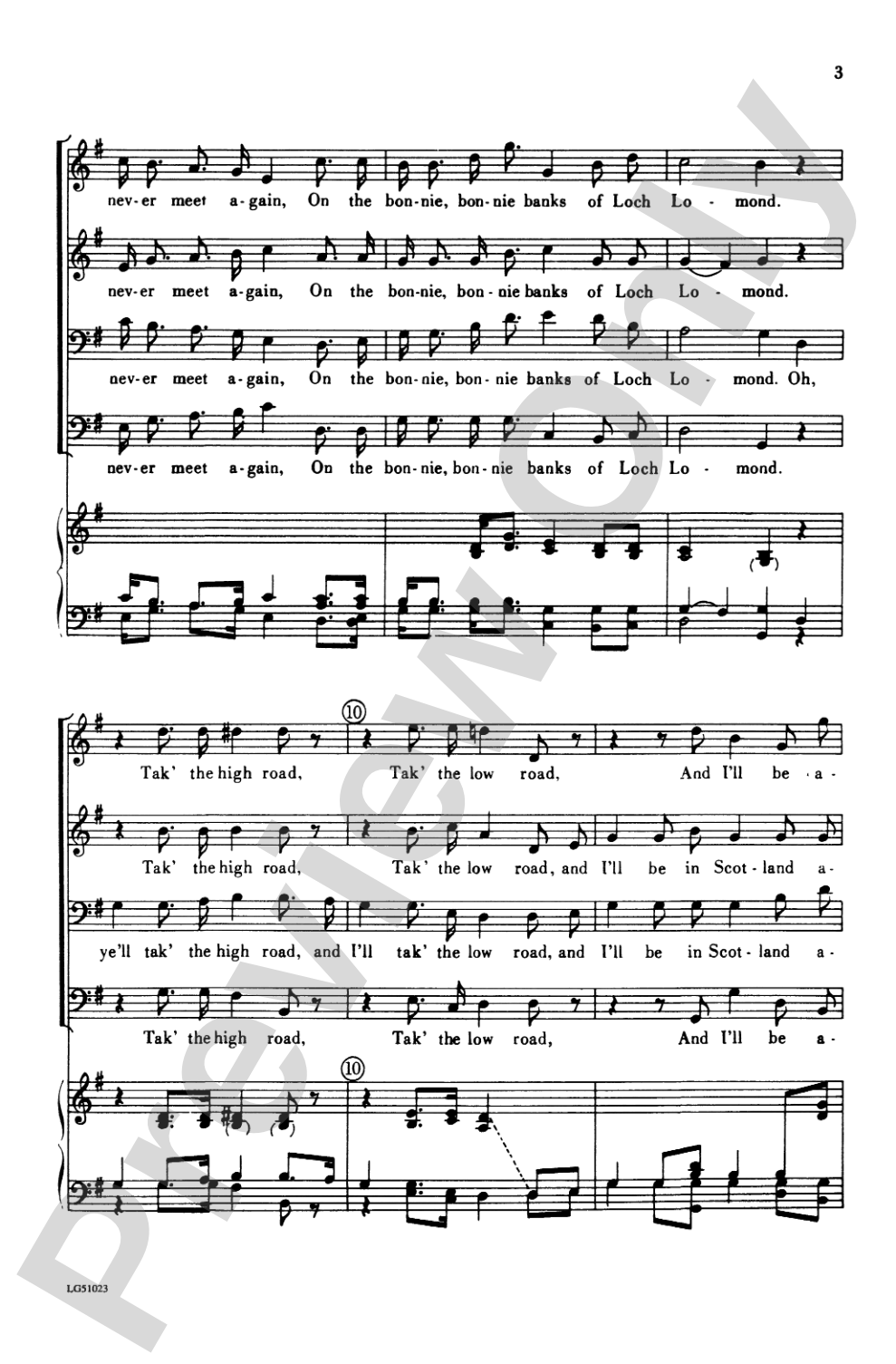 Loch Lomond: TTBB Choral Octavo