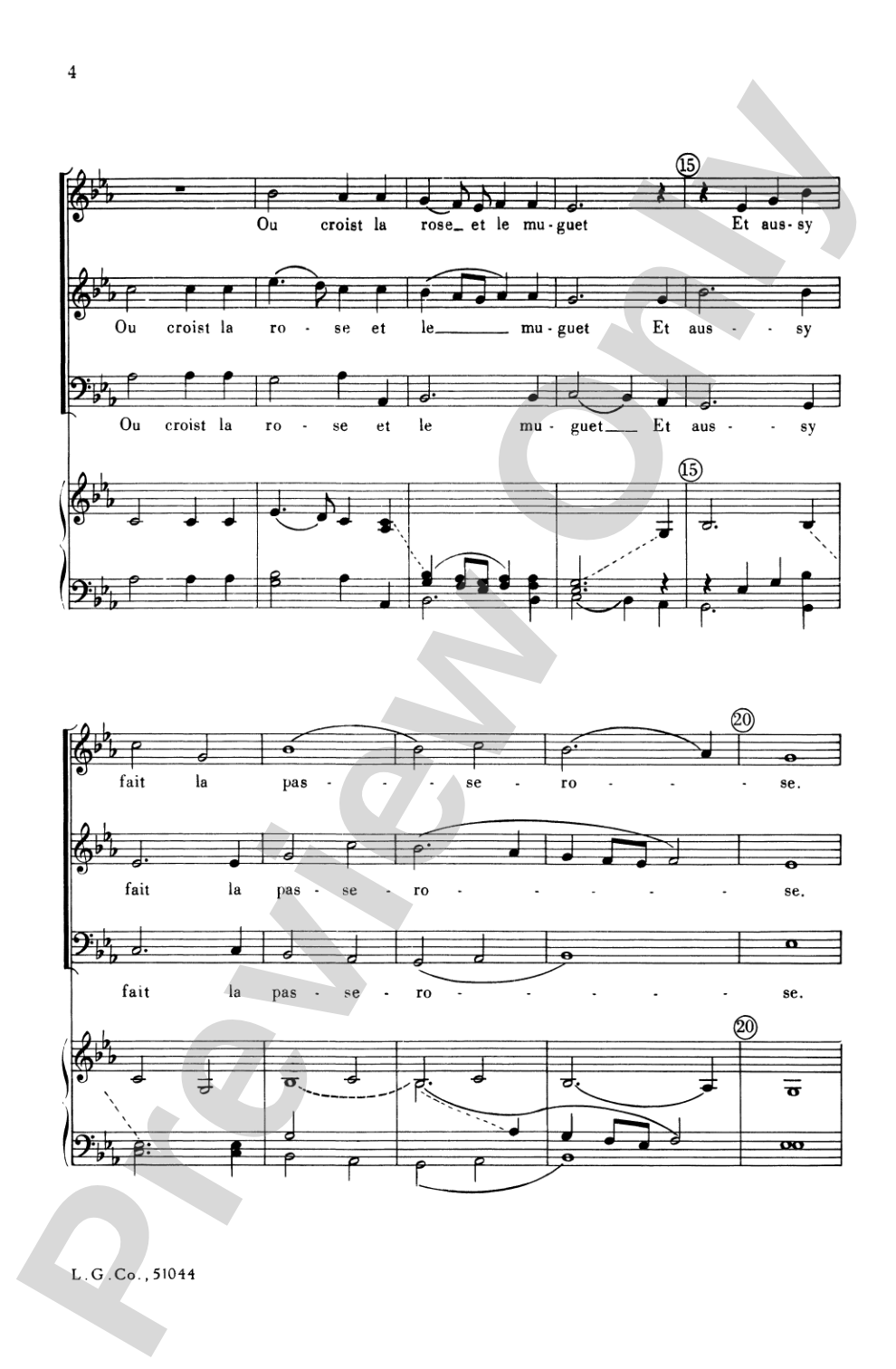 L'Amour De Moy: TTBB Choral Octavo