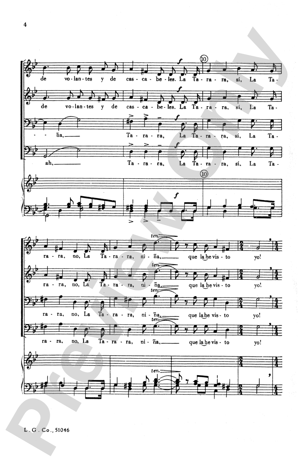 La Tarara: 4-Part Men's Chorus Choral Octavo