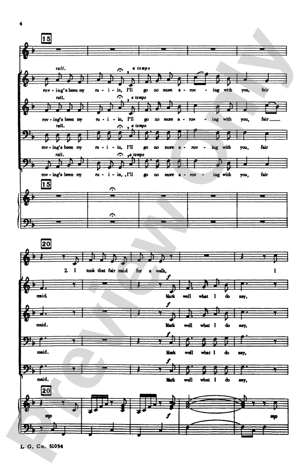 A-Roving: TTBB (Tenor Solo) Choral Octavo