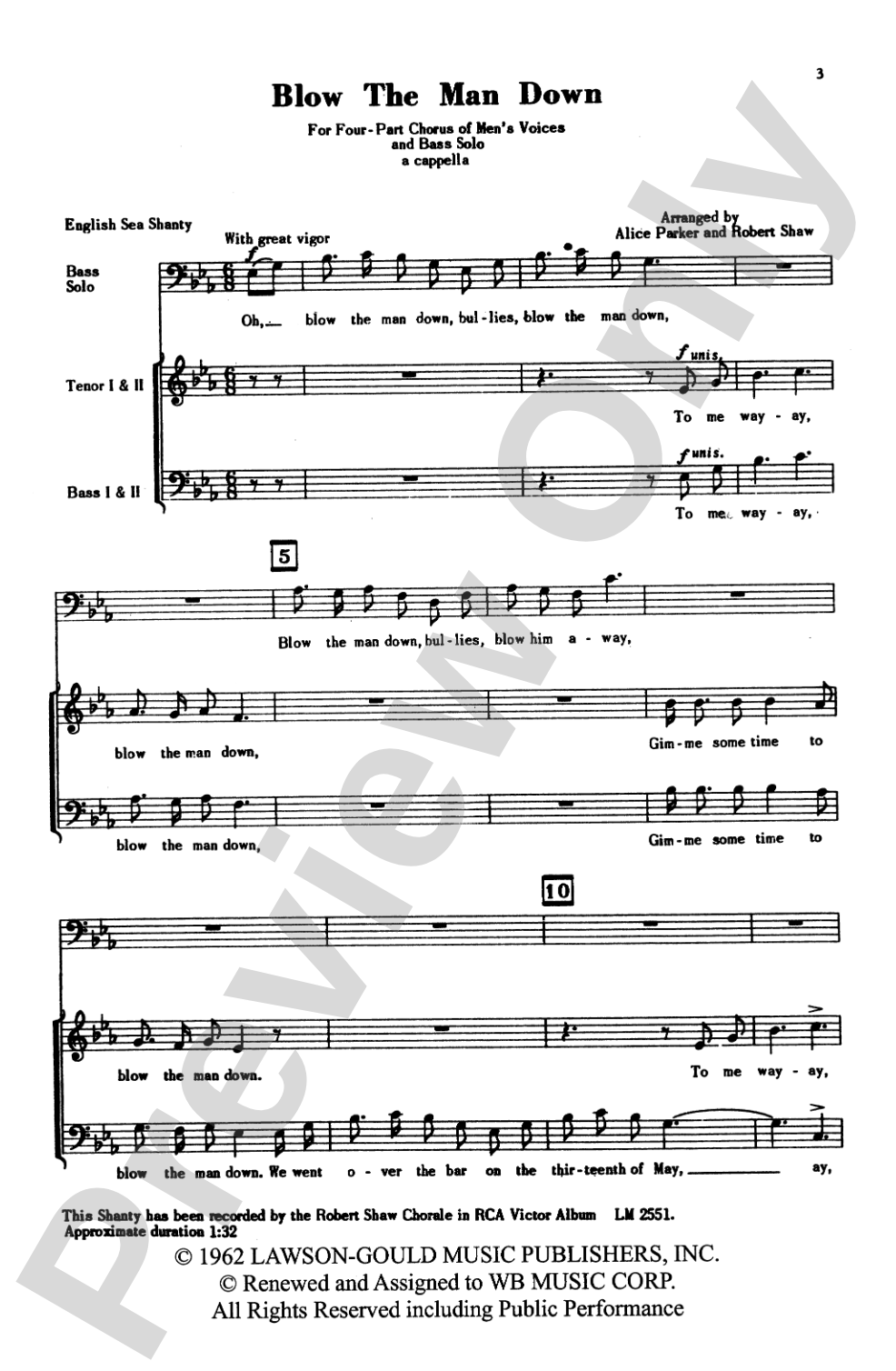 Blow the Man Down: TTBB Choral Octavo