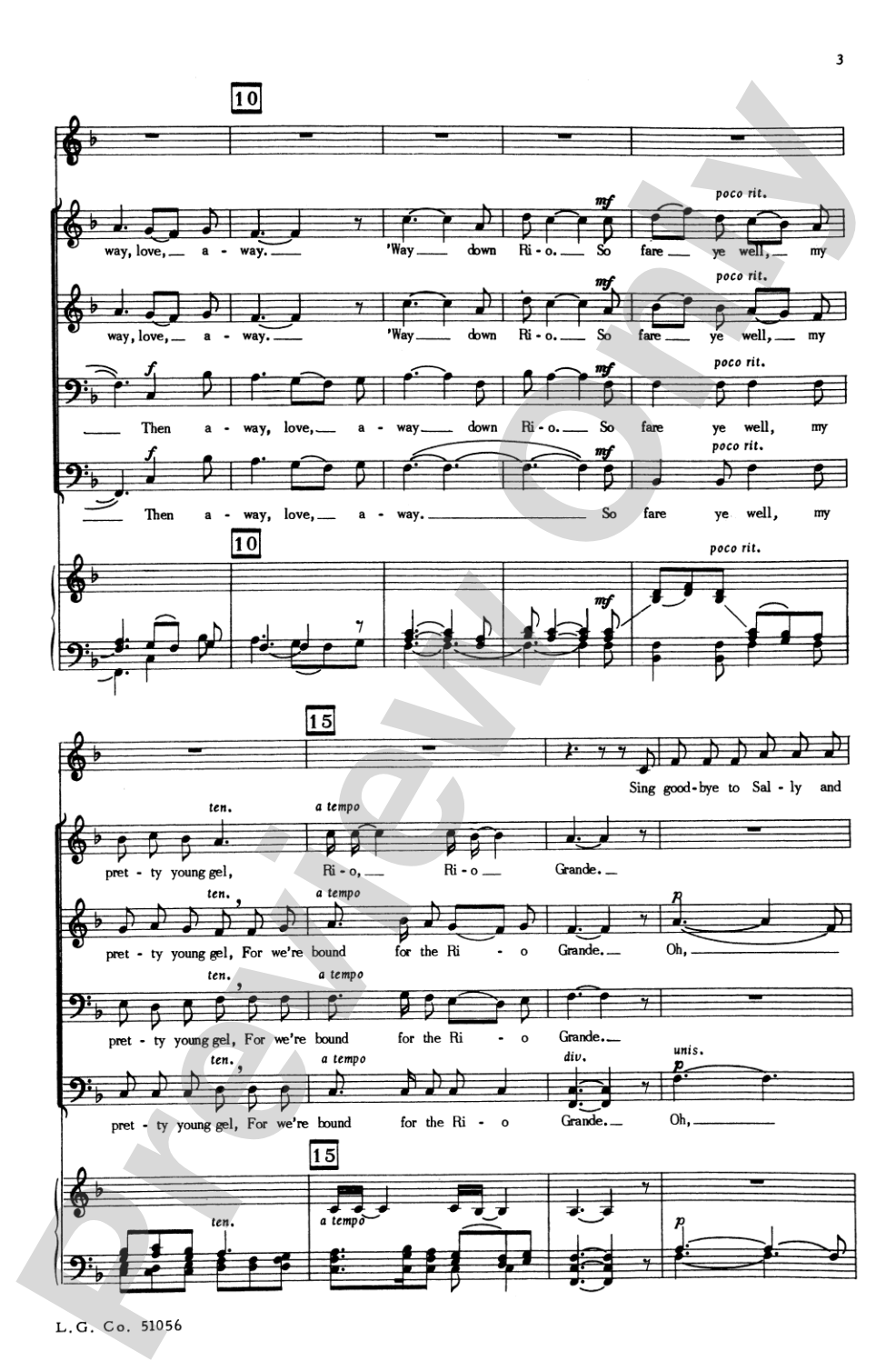 Bound for the Rio Grande: TTBB Choral Octavo