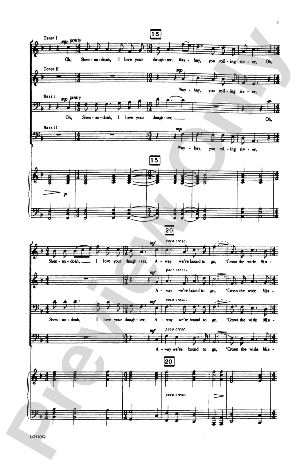 Shenandoah: TTBB Choral Octavo