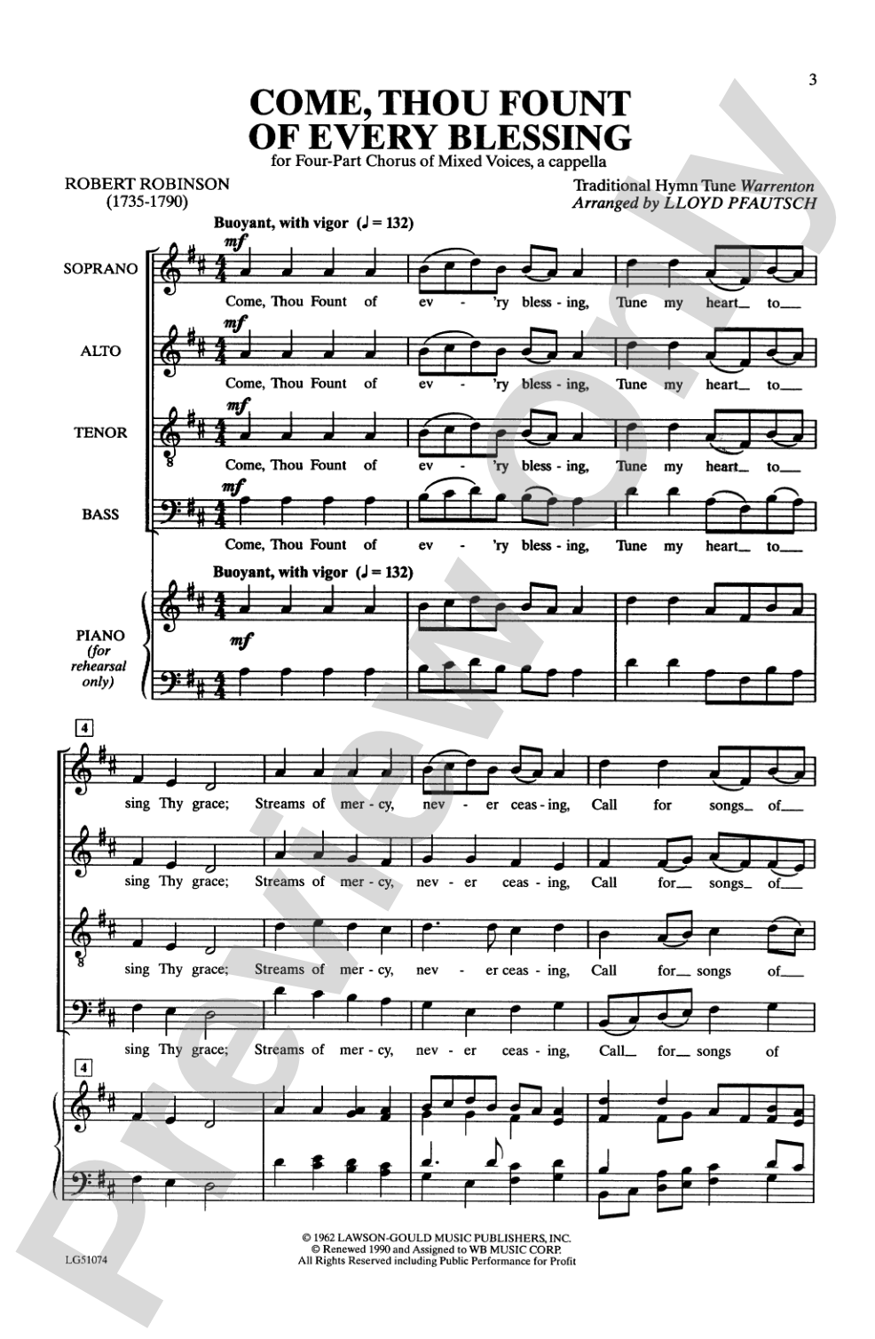 Come Thou Fount of Every Blessing: SATB Choral Octavo