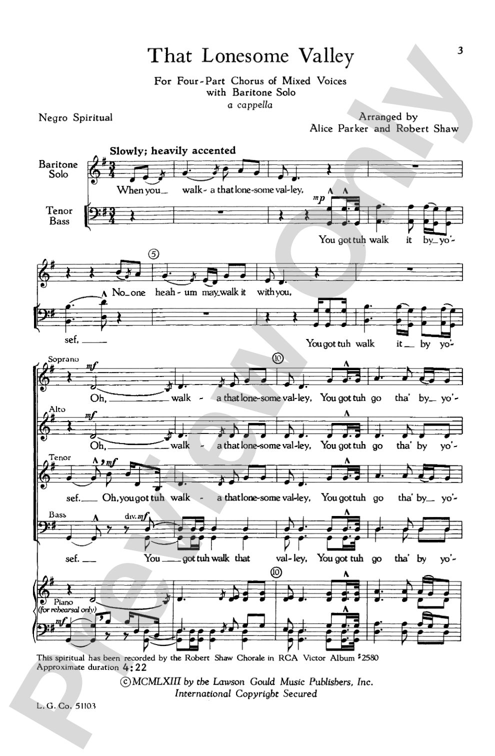 That Lonesome Valley: SATB Choral Octavo