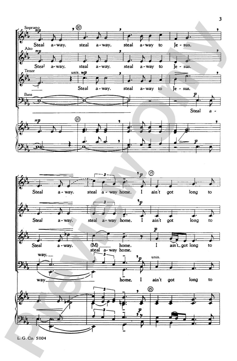 Steal Away: SATB Choral Octavo