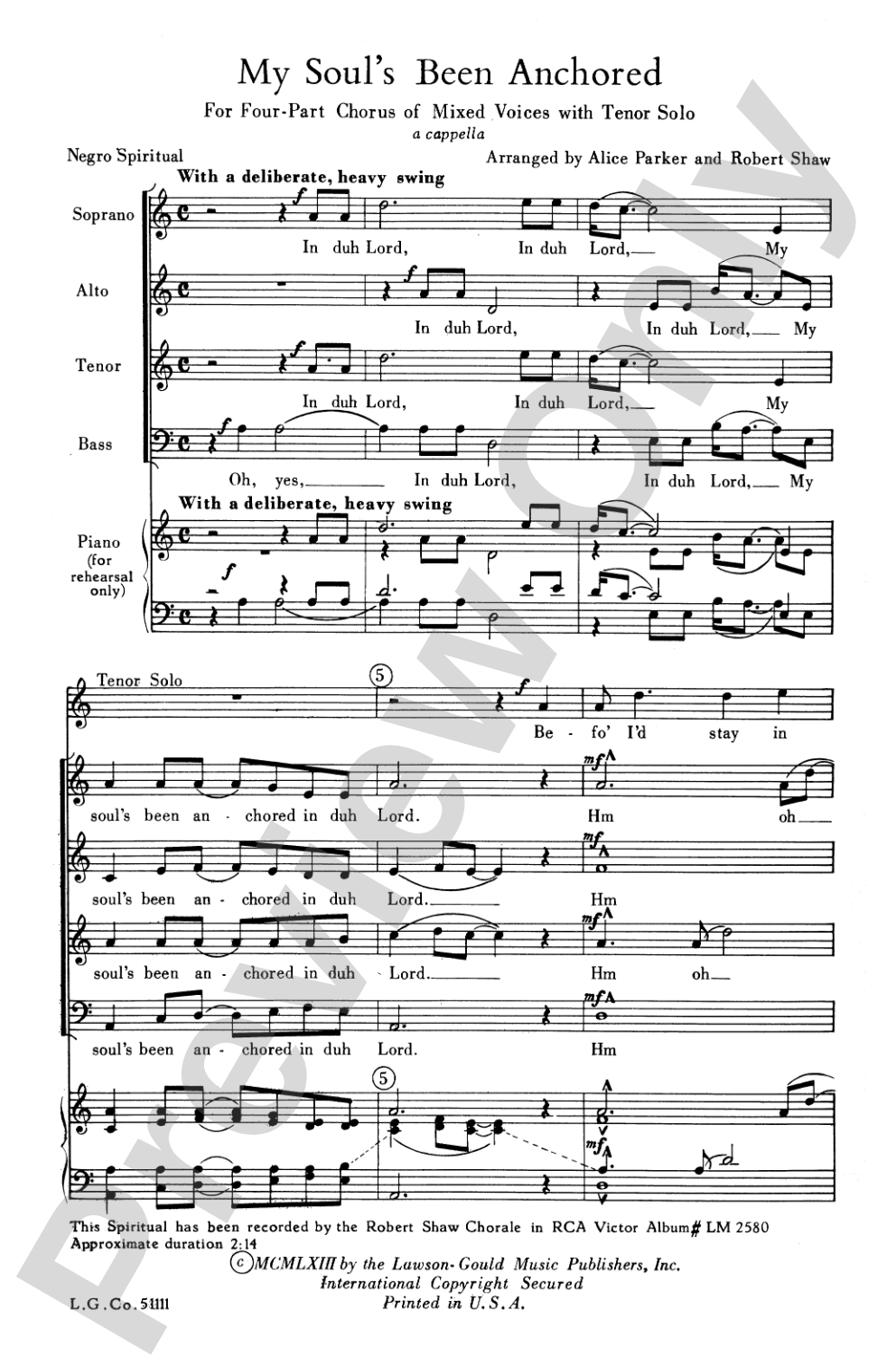My Soul's Been Anchored: SATB Choral Octavo