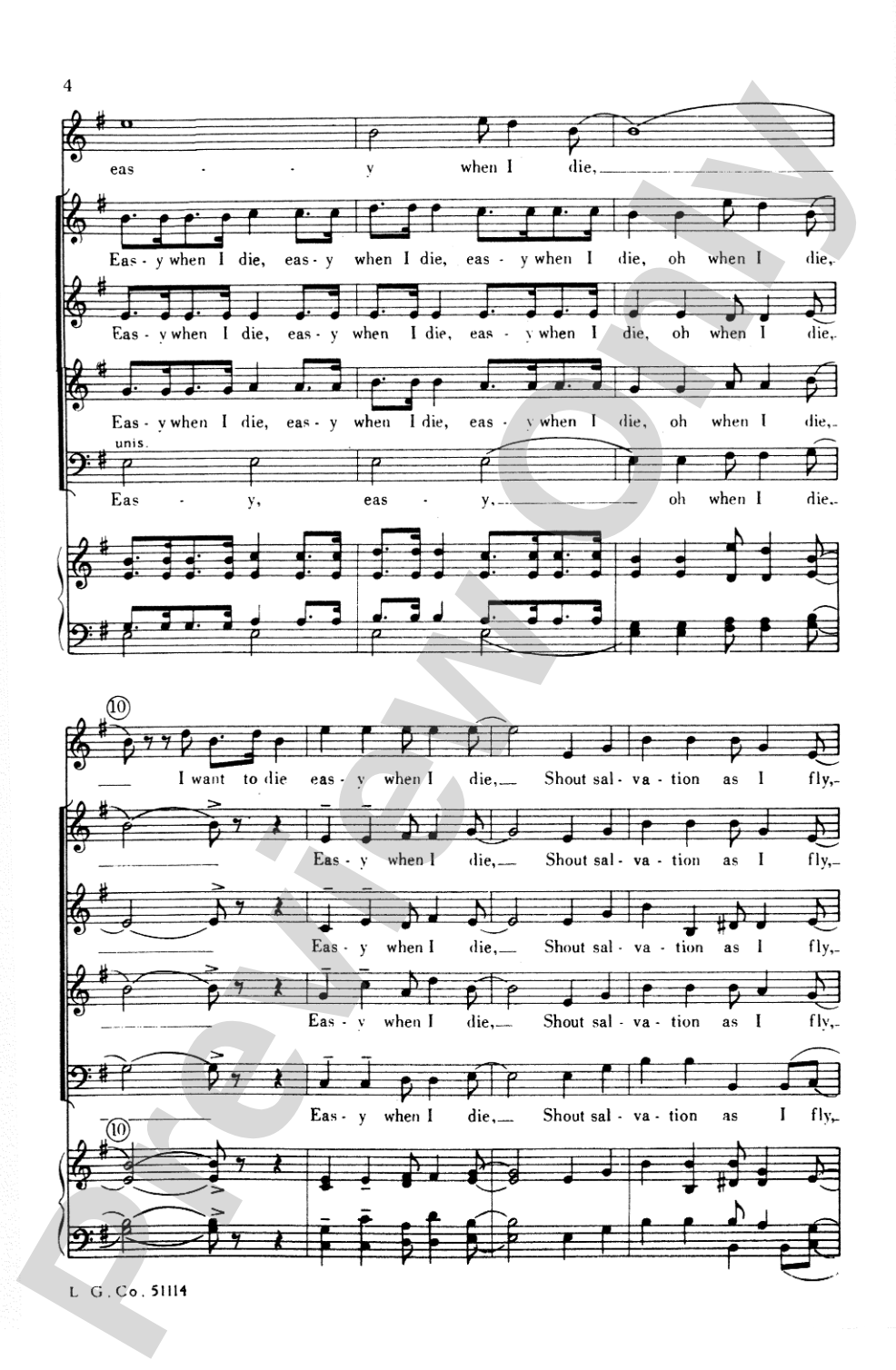 I Want to Die Easy: SATB Choral Octavo
