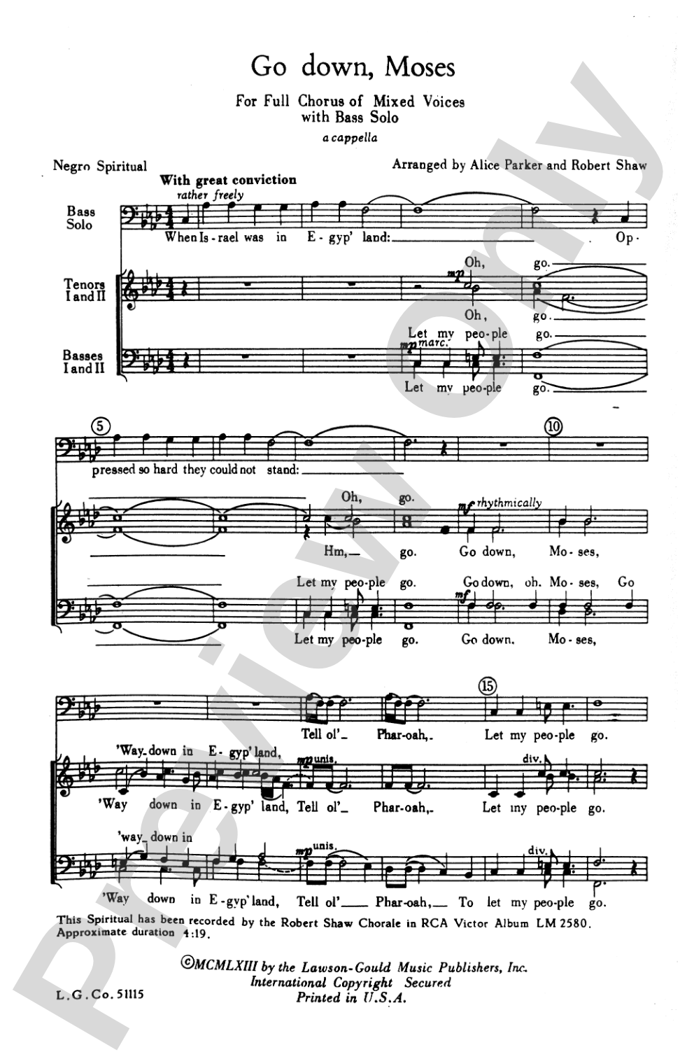 Go Down, Moses: SATB Choral Octavo
