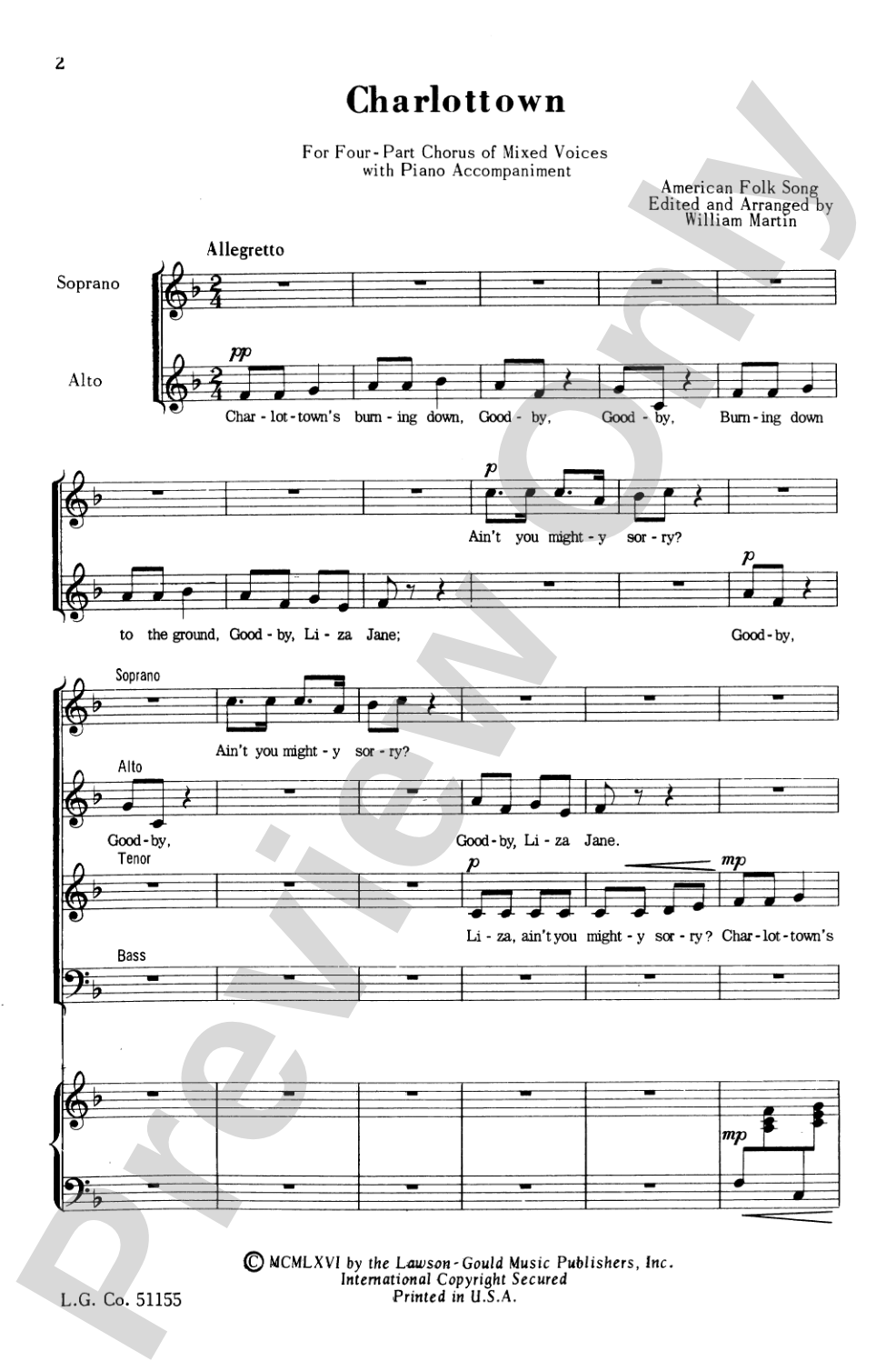 Charlottown: SATB Choral Octavo