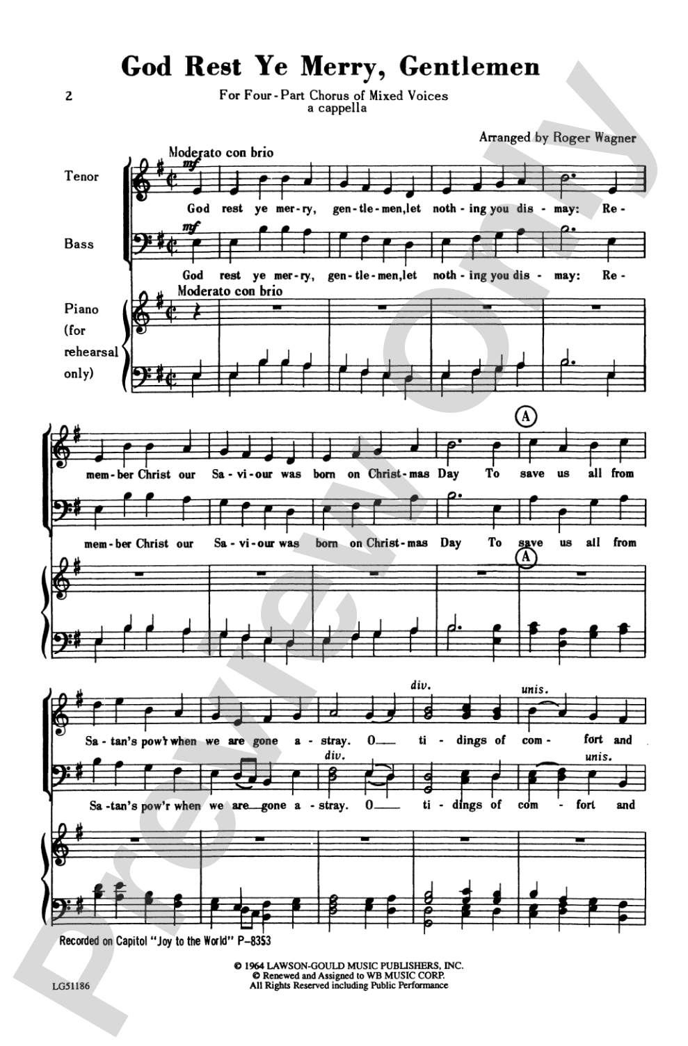 God Rest Ye Merry, Gentlemen: SATB, <I>a cappella</I> Choral Octavo